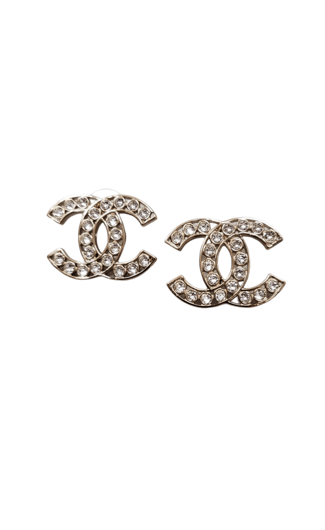 Chanel Chanel CC Cutout Clear Strass Earrings (Pierced) SKC1405