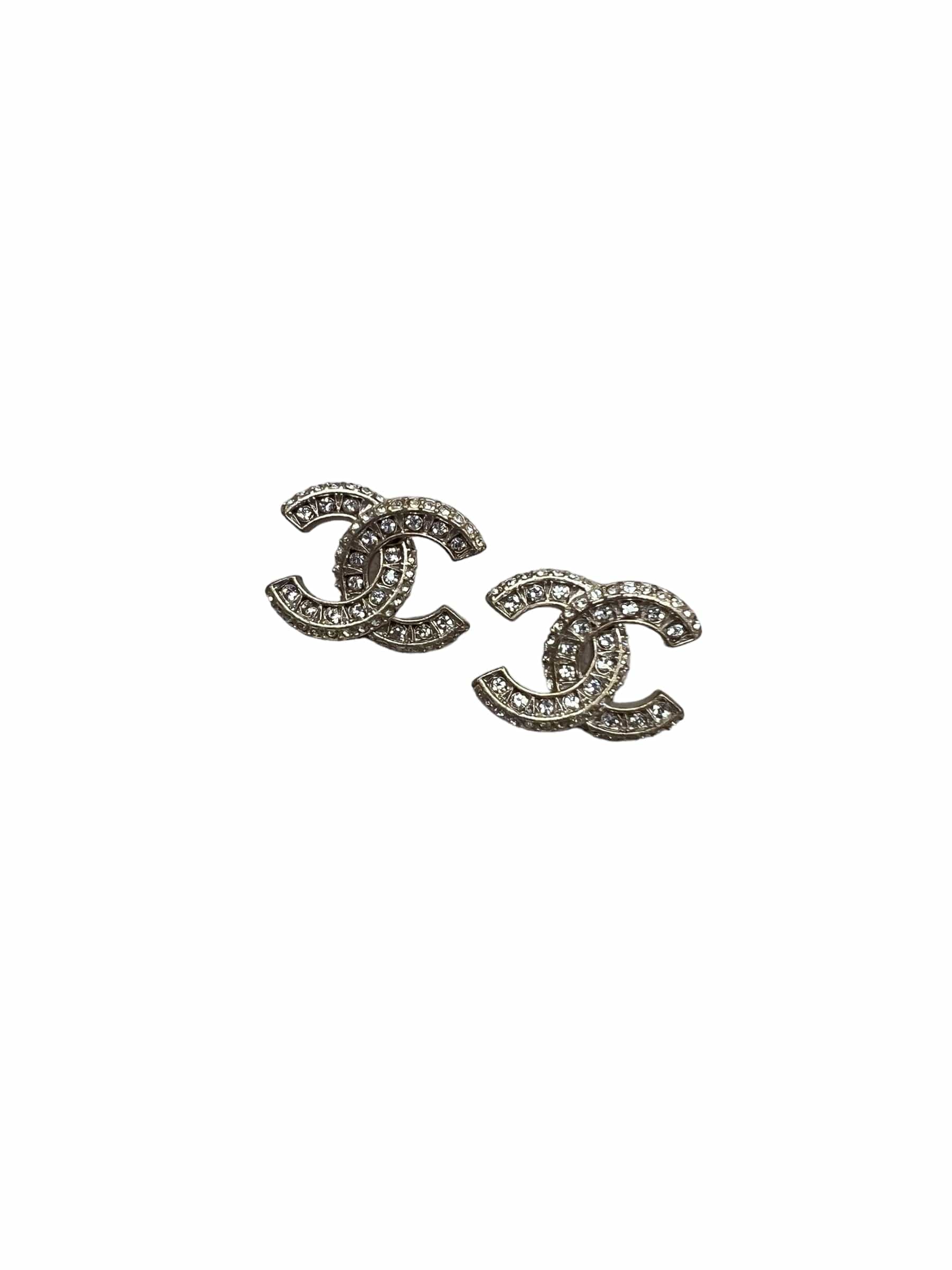 Chanel Chanel CC Strass Earrings LGHW (Pierced) SKC1653