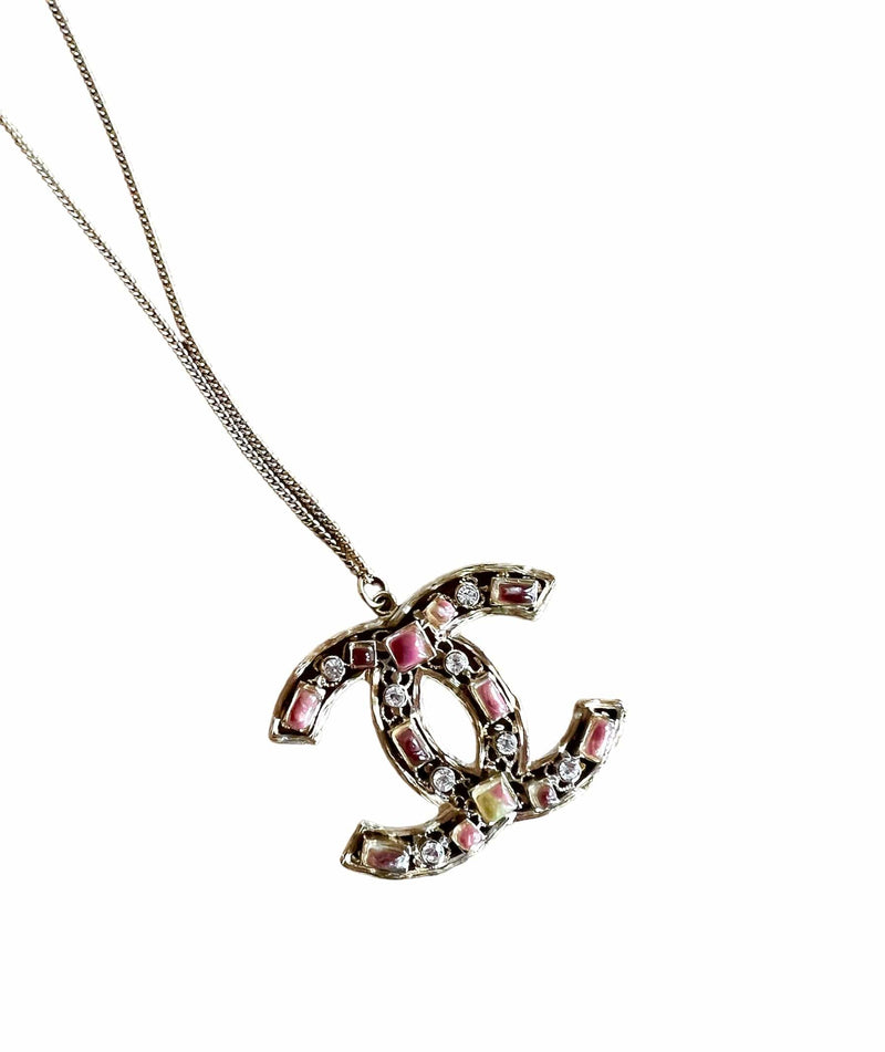 Chanel Coco Mark Necklace Pink rhinestone CC PXL2523 – LuxuryPromise