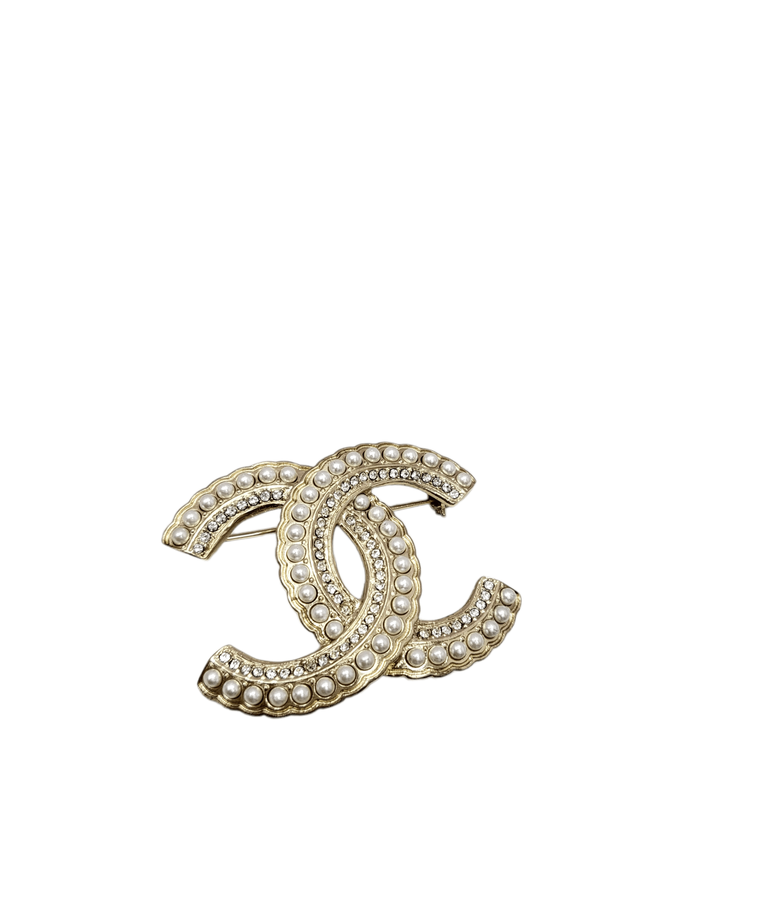 Chanel Chanel Cocomark Single Row Crystal Big Pearls Brooch LGHW SKC1503