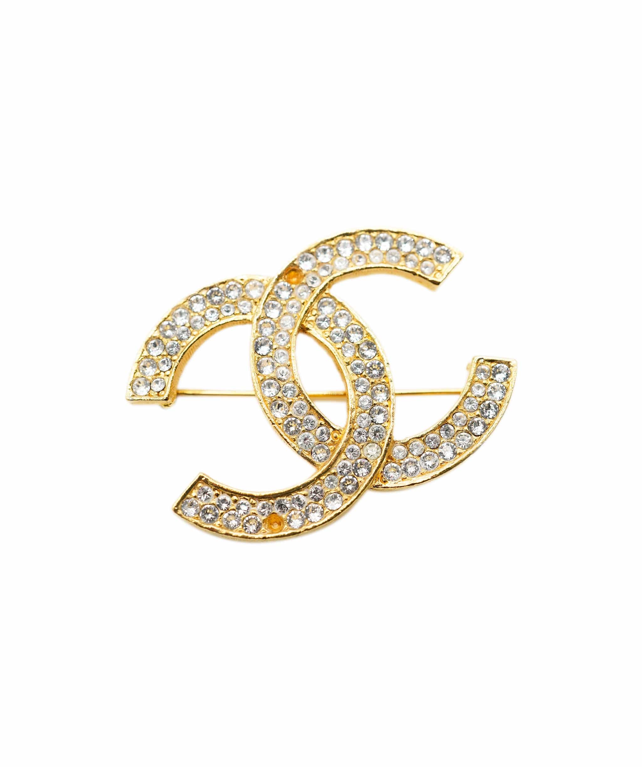 Chanel Chanel Gold Crystal CC pin
