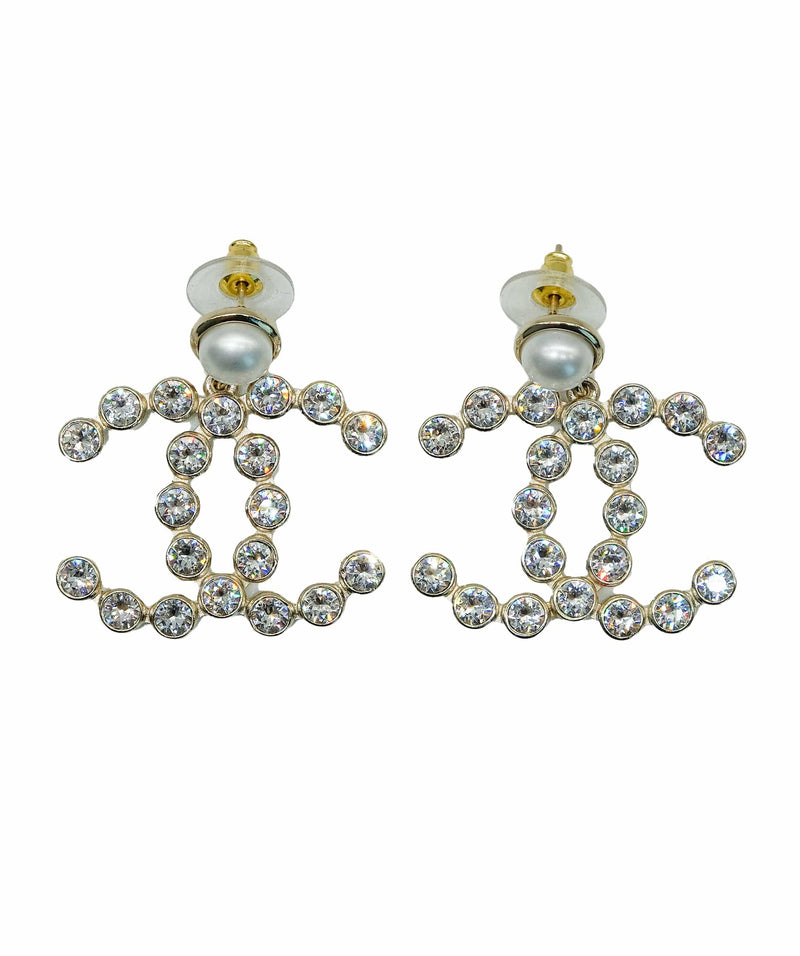 Chanel Silvertone Metal and Beads Dangle Earrings - Yoogi's Closet