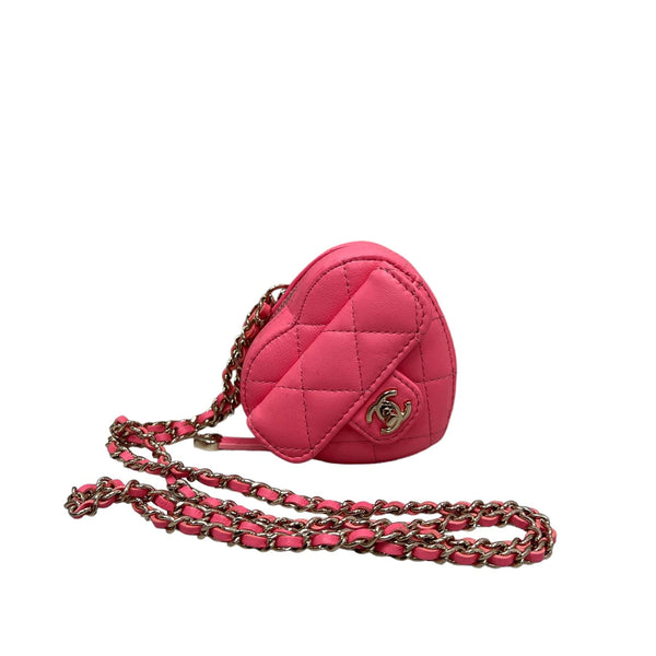 Chanel Nano Heart Coin Purse Necklace Pink SYCY108 – LuxuryPromise