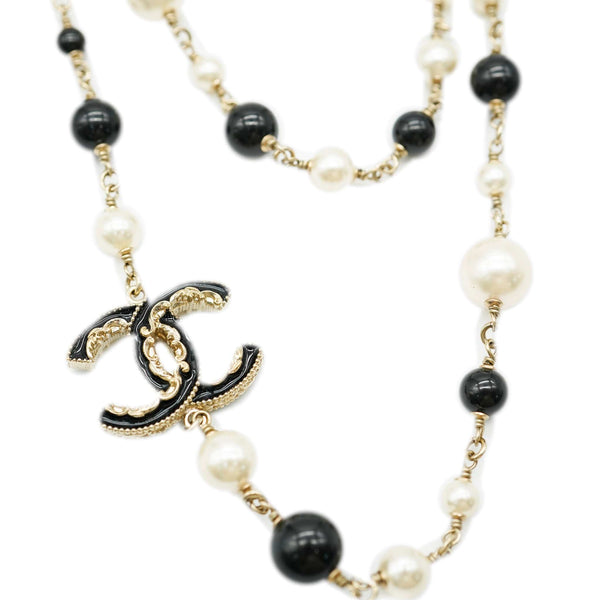 Chanel - Long black pearl CC necklace - 4element