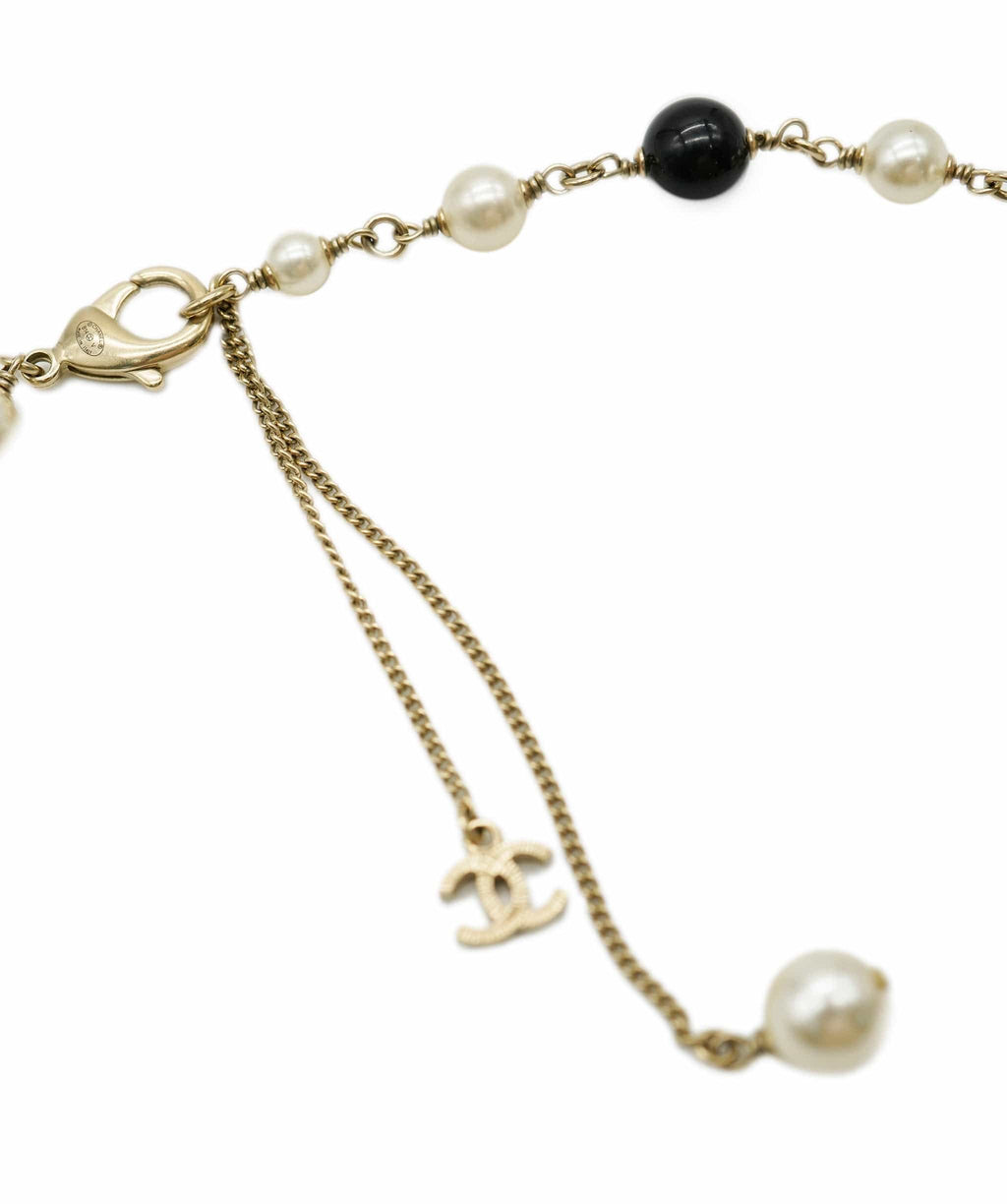 Chanel Pearl and Black enamel CC Long Necklace AHC1124