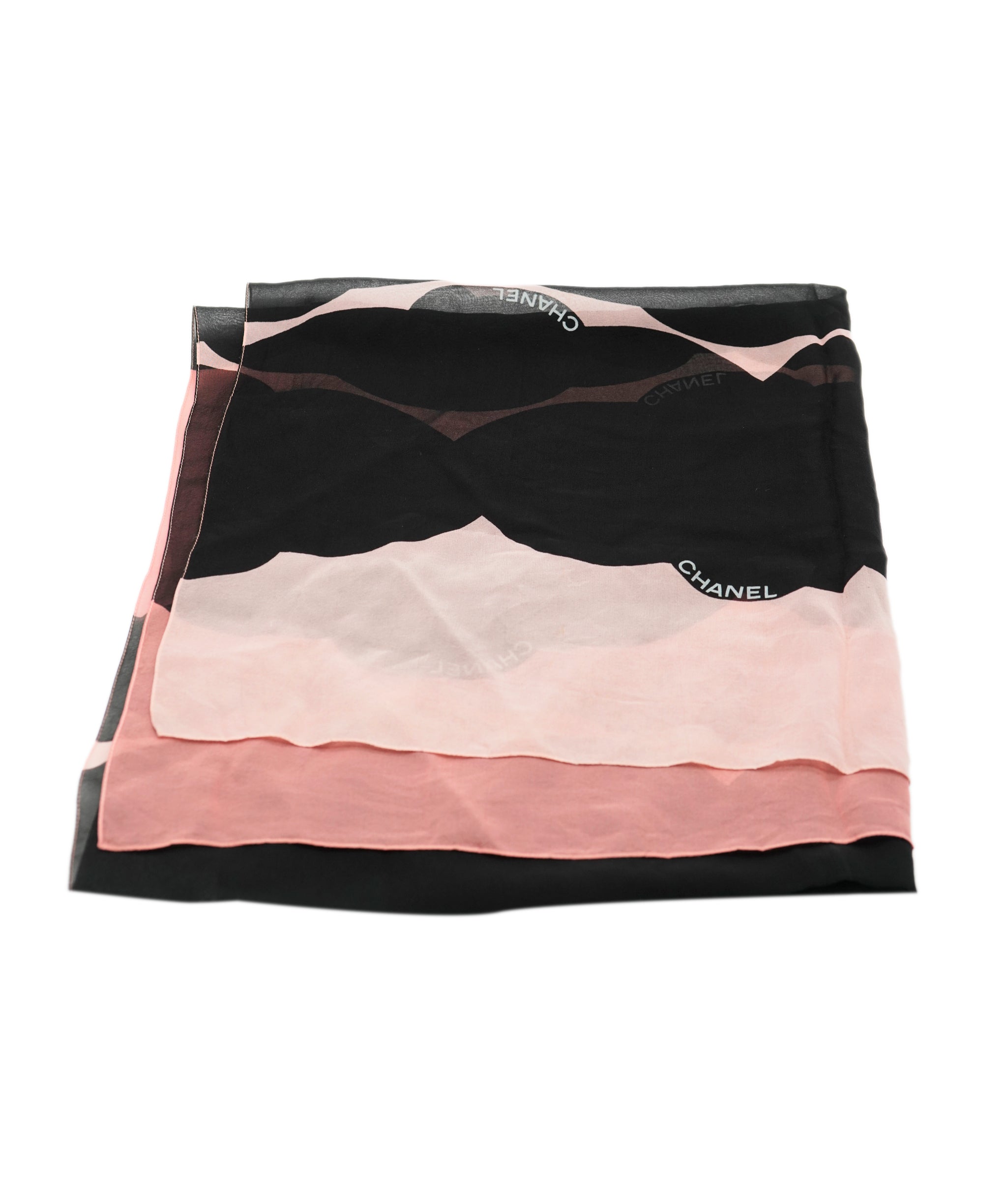 Chanel Chanel scarf, black, pink and corai, silk ASL10036