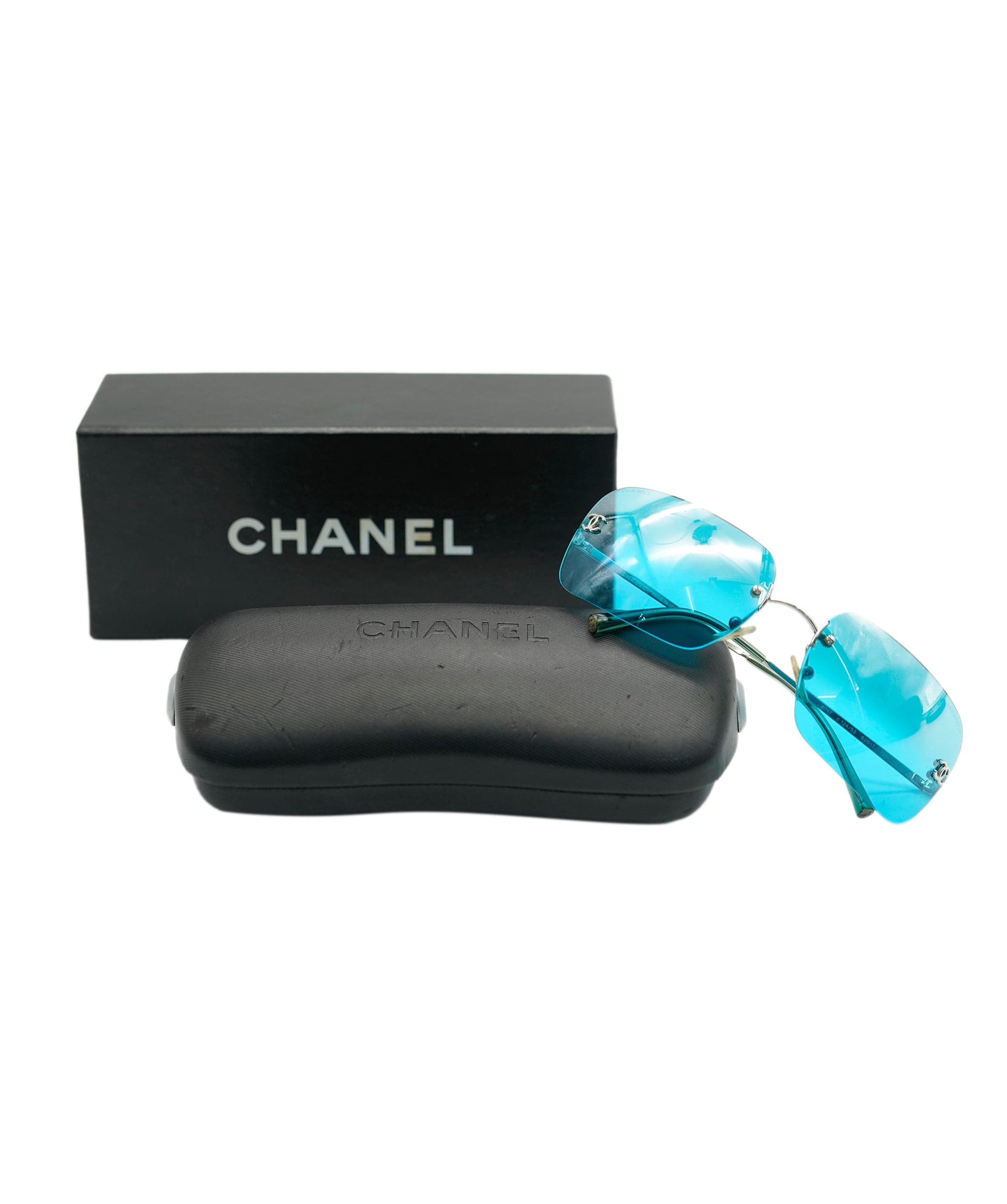 Chanel CHanel turquoise rimless sunglasses ASL7847