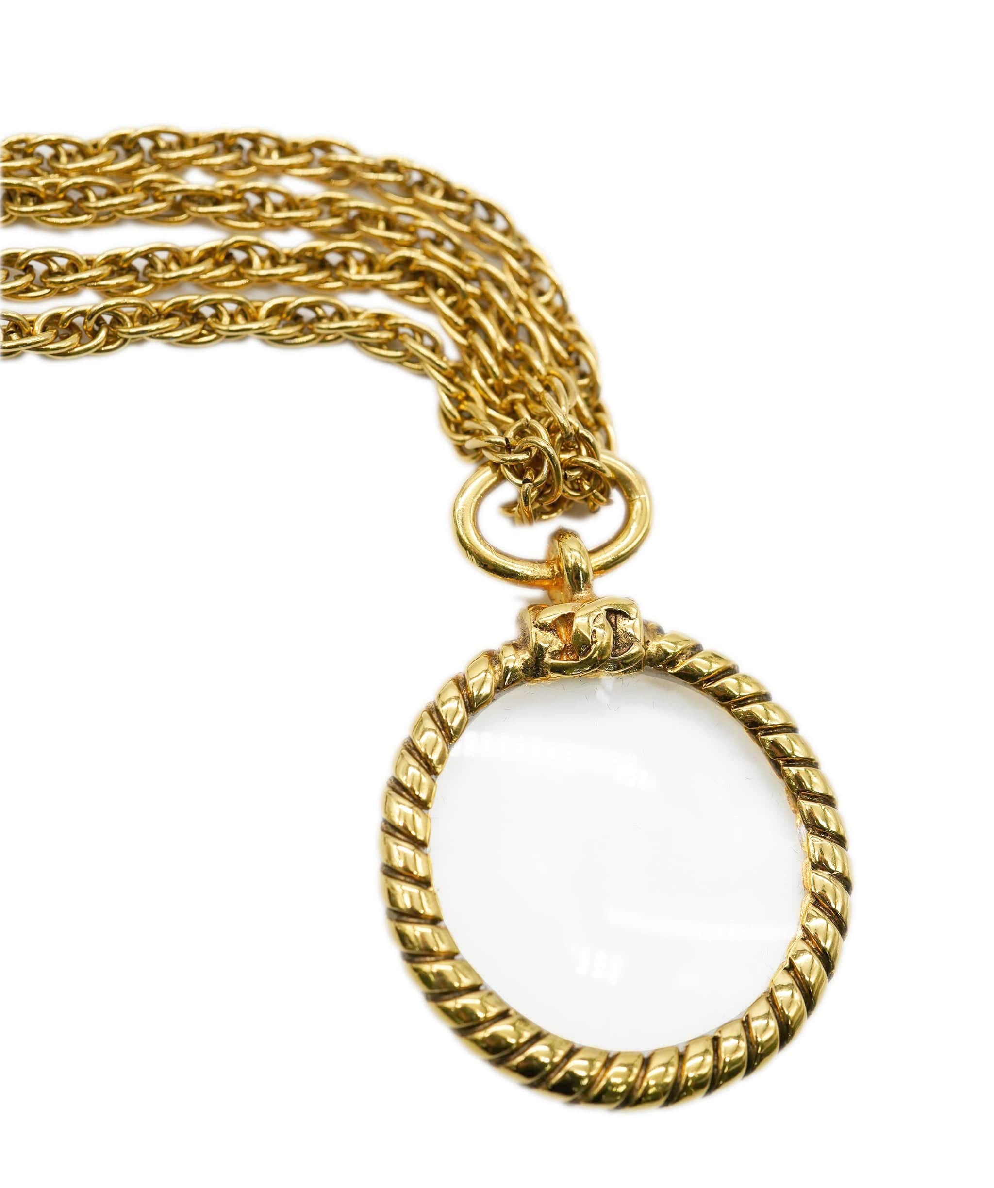 Chanel Chanel Vintage Double Long Chain Magnifying Glass Necklace