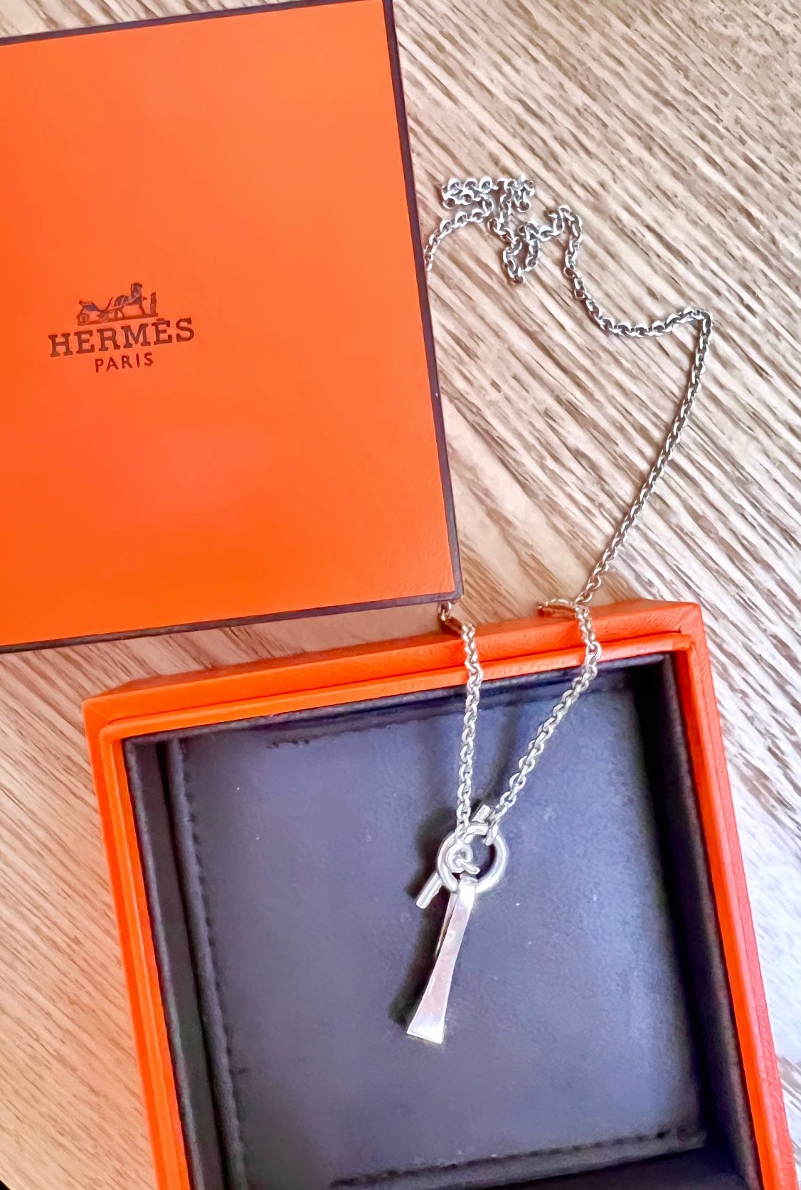 Chanel Hermes Clou De Forge SIlver Pendant Necklace