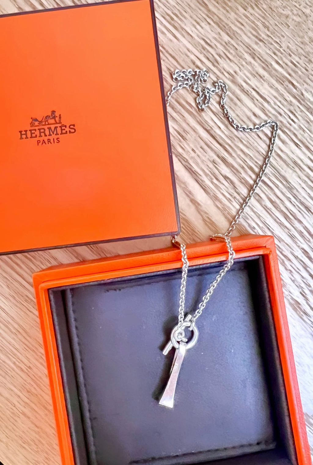Hermes Necklace Exlibris Pm Silver 925/K18 Gold X Unisex | Chairish