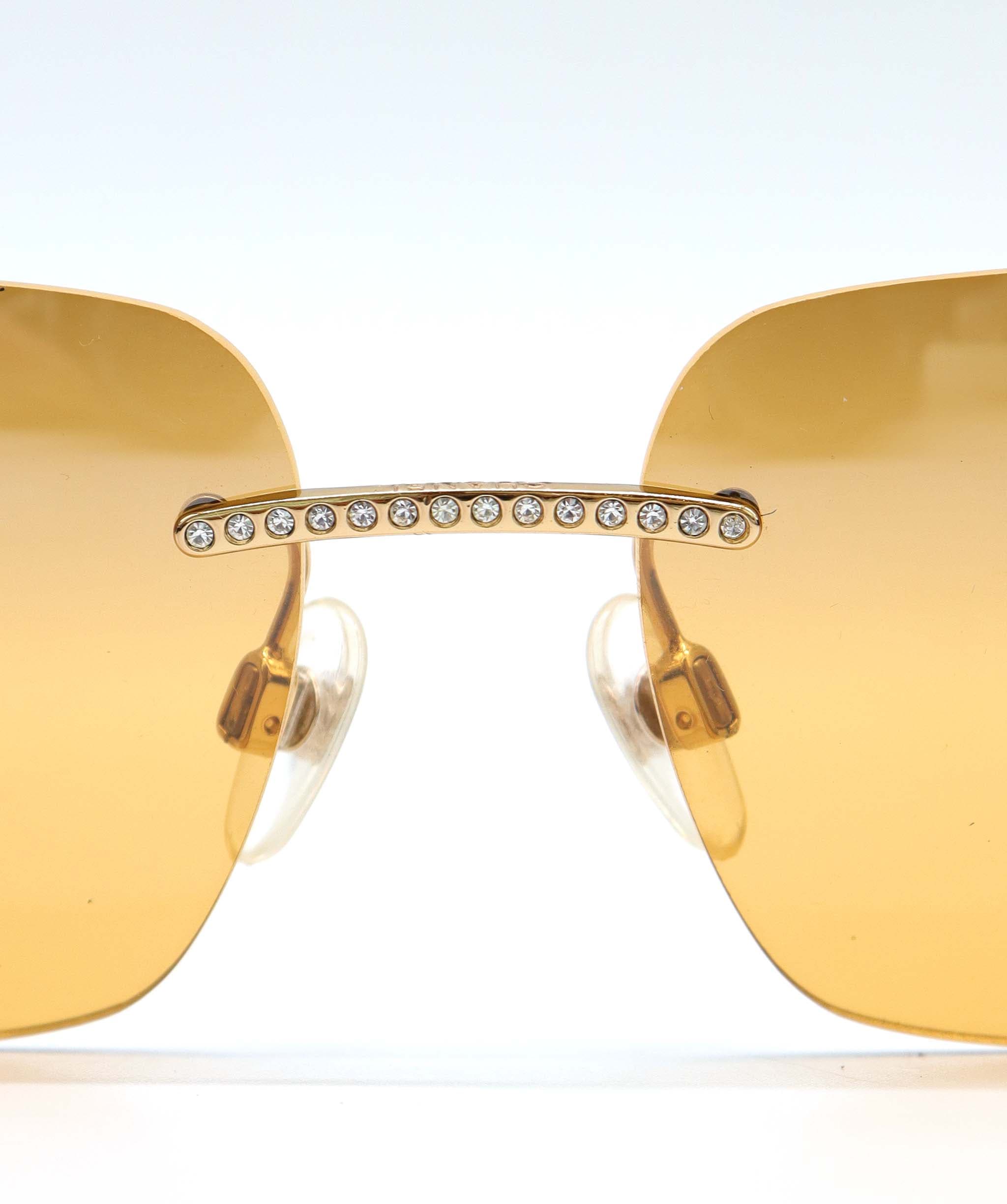 Chanel VINTAGE CHANEL COCOMARK LOGO RHINESTONE SUNGLASSES ORANGE EYEWEAR AGC3569