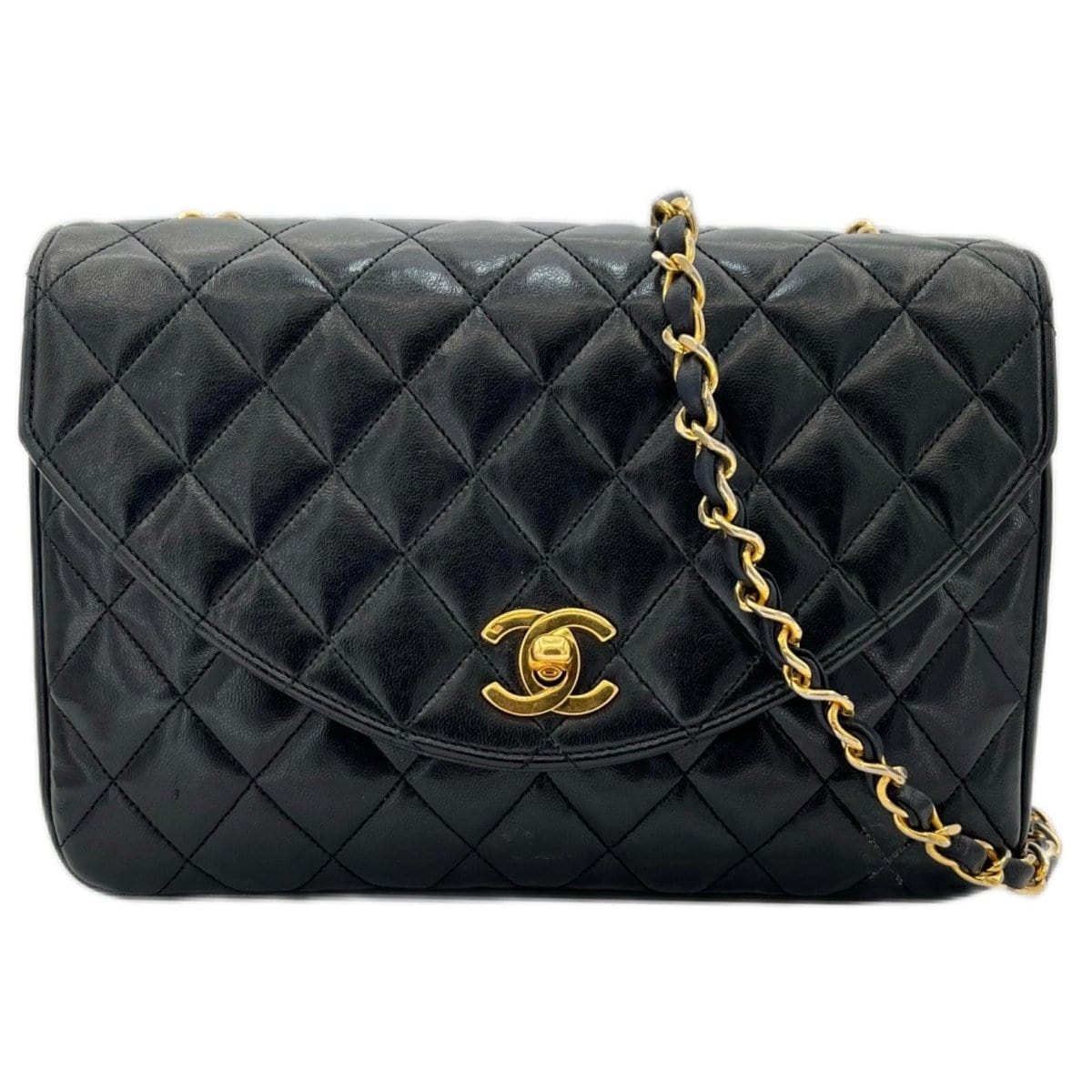 *AUCTION* Chanel Vintage Half Moon Black Lambskin GHW #0