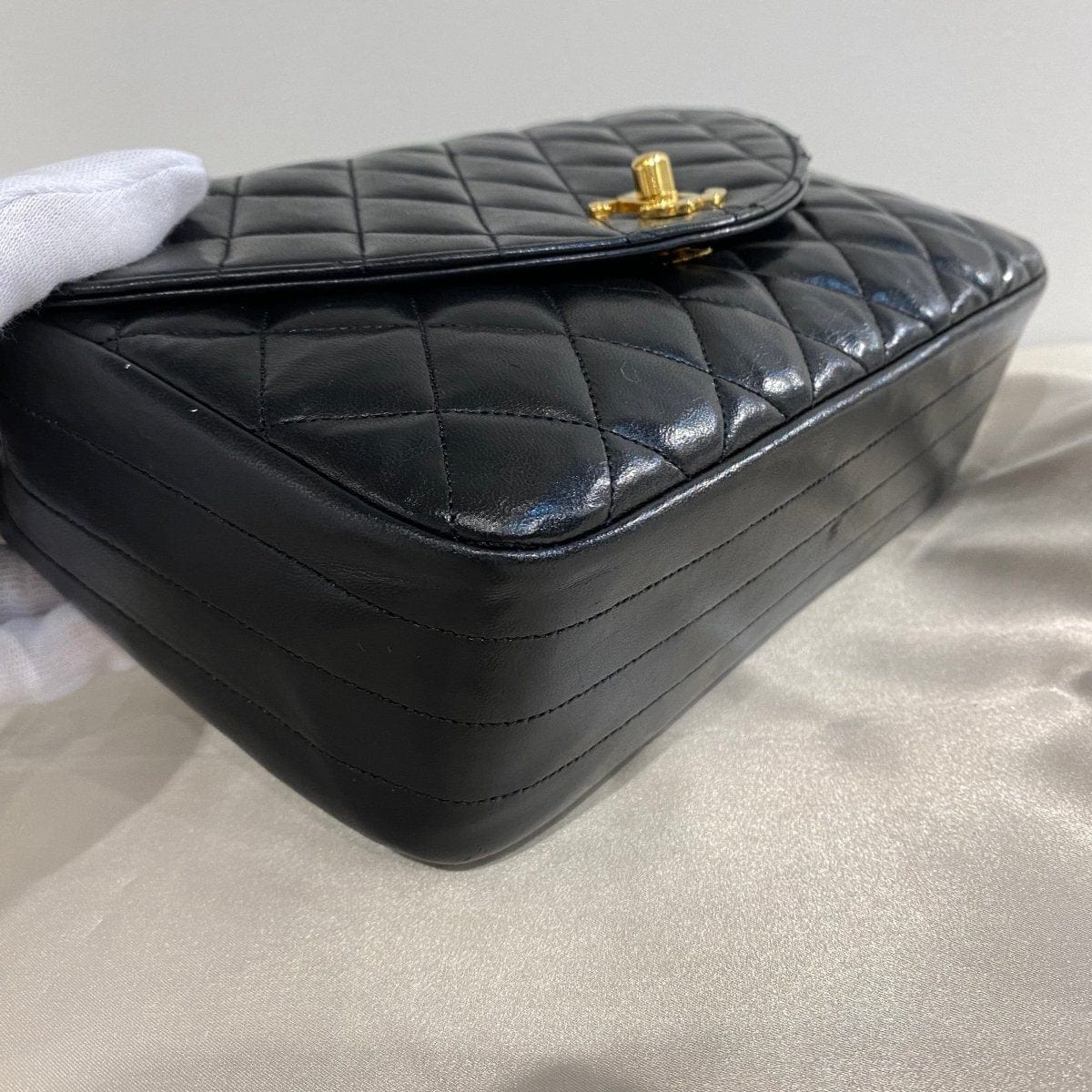 *AUCTION* Chanel Vintage Half Moon Black Lambskin GHW #0