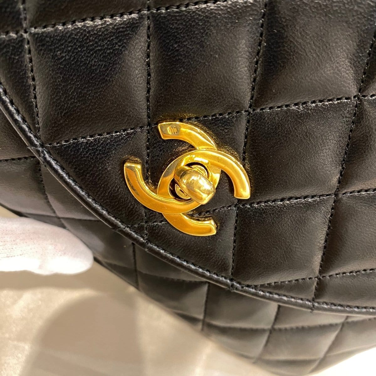 *AUCTION* Chanel Vintage Half Moon Black Lambskin GHW #0