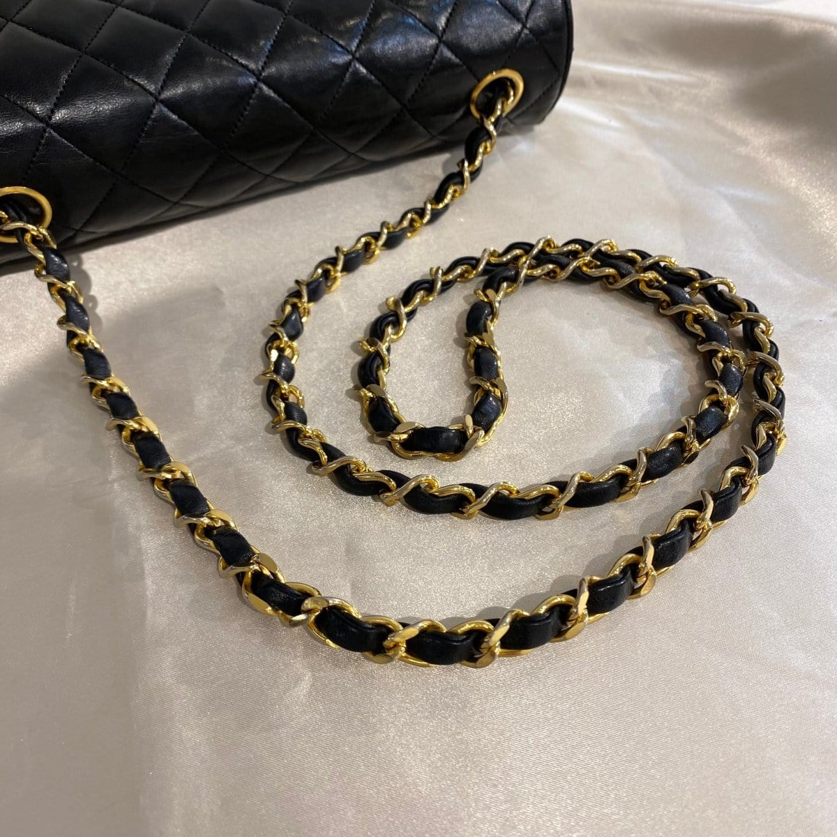 *AUCTION* Chanel Vintage Half Moon Black Lambskin GHW #0