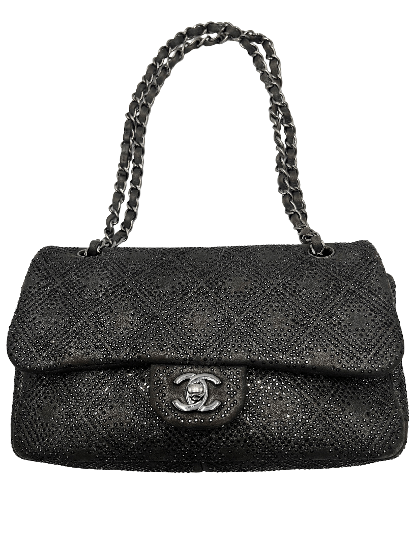 Chanel Chanel Classic  Flap bag silver strass.