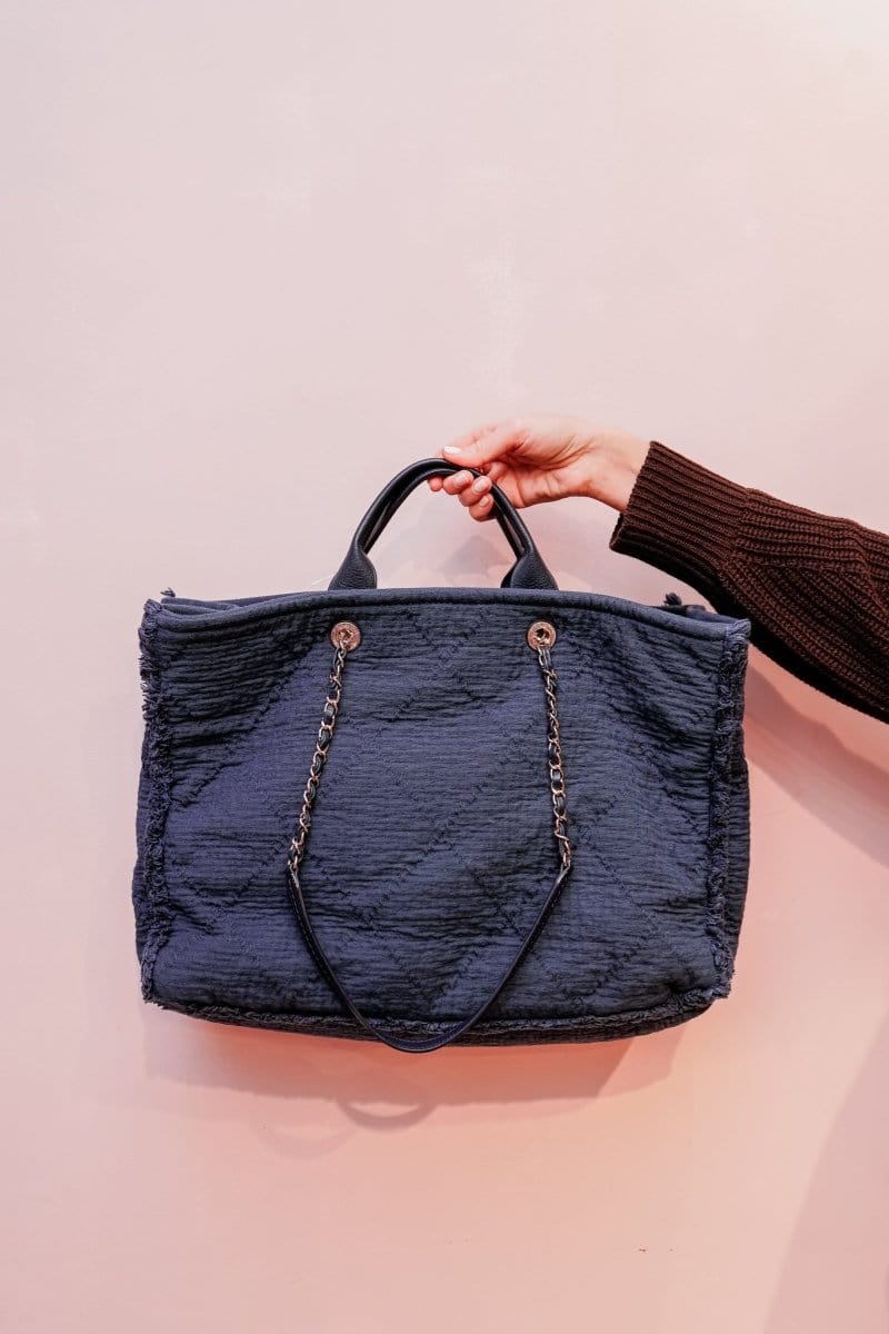 16. Chanel Blue Denim Deauville Tote Bag PHW - AGL1695