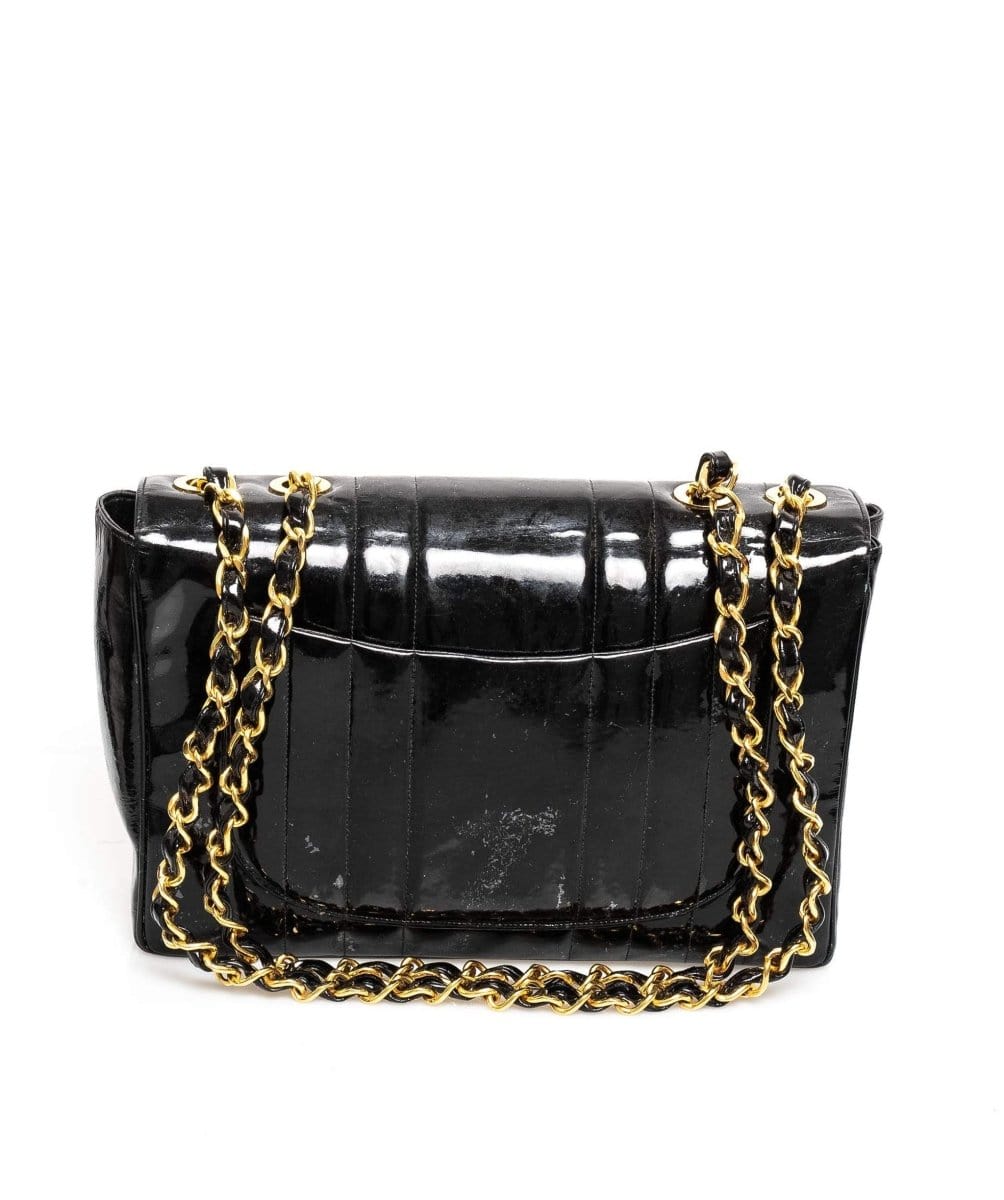 47. Lp x c Chanel CC Mademoiselle 30 Chain Shoulder Bag Black Patent - ASL1479