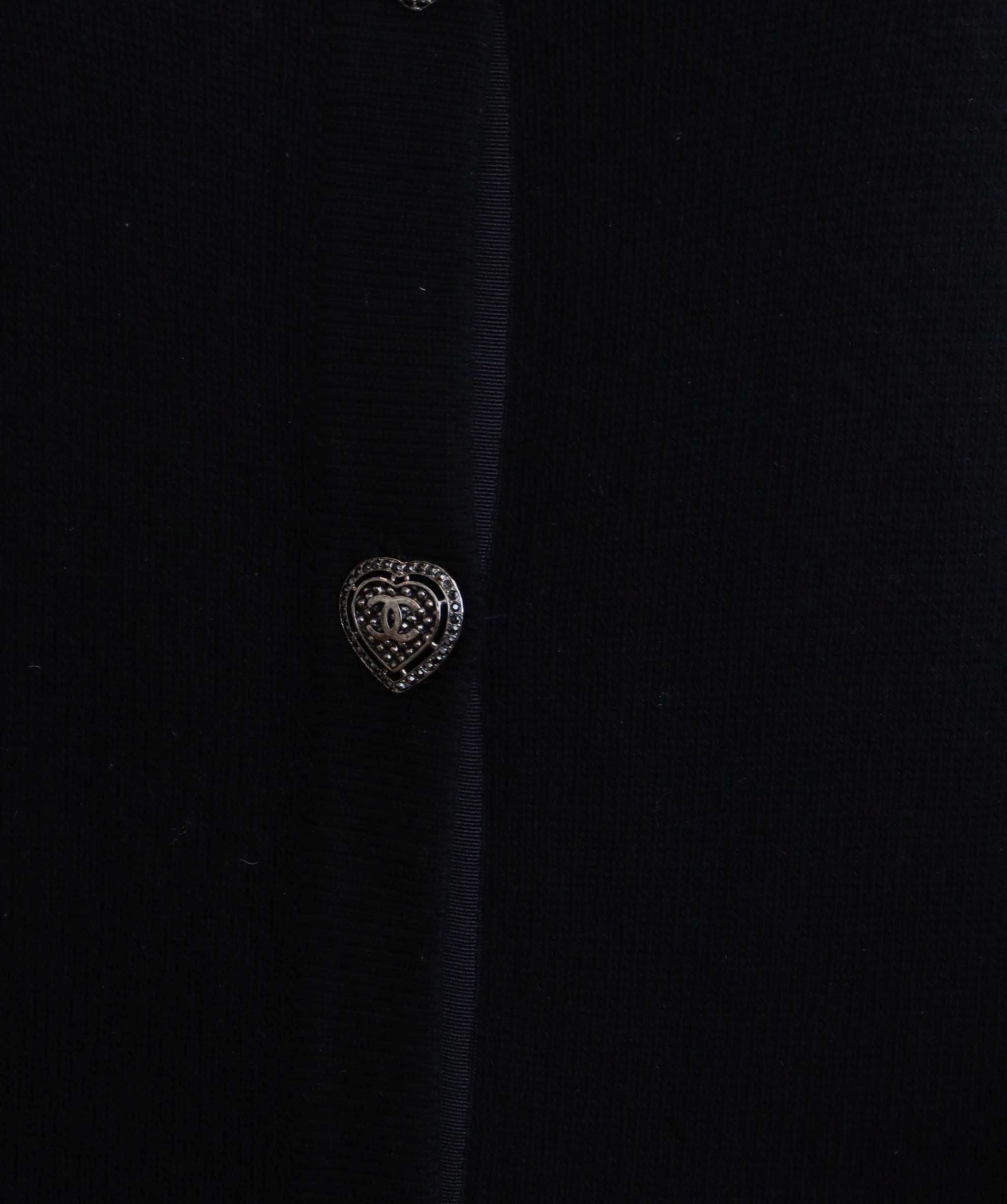 Chanel Chanel 09C Heart Buttons Logo Cardigan Black DXBS1280