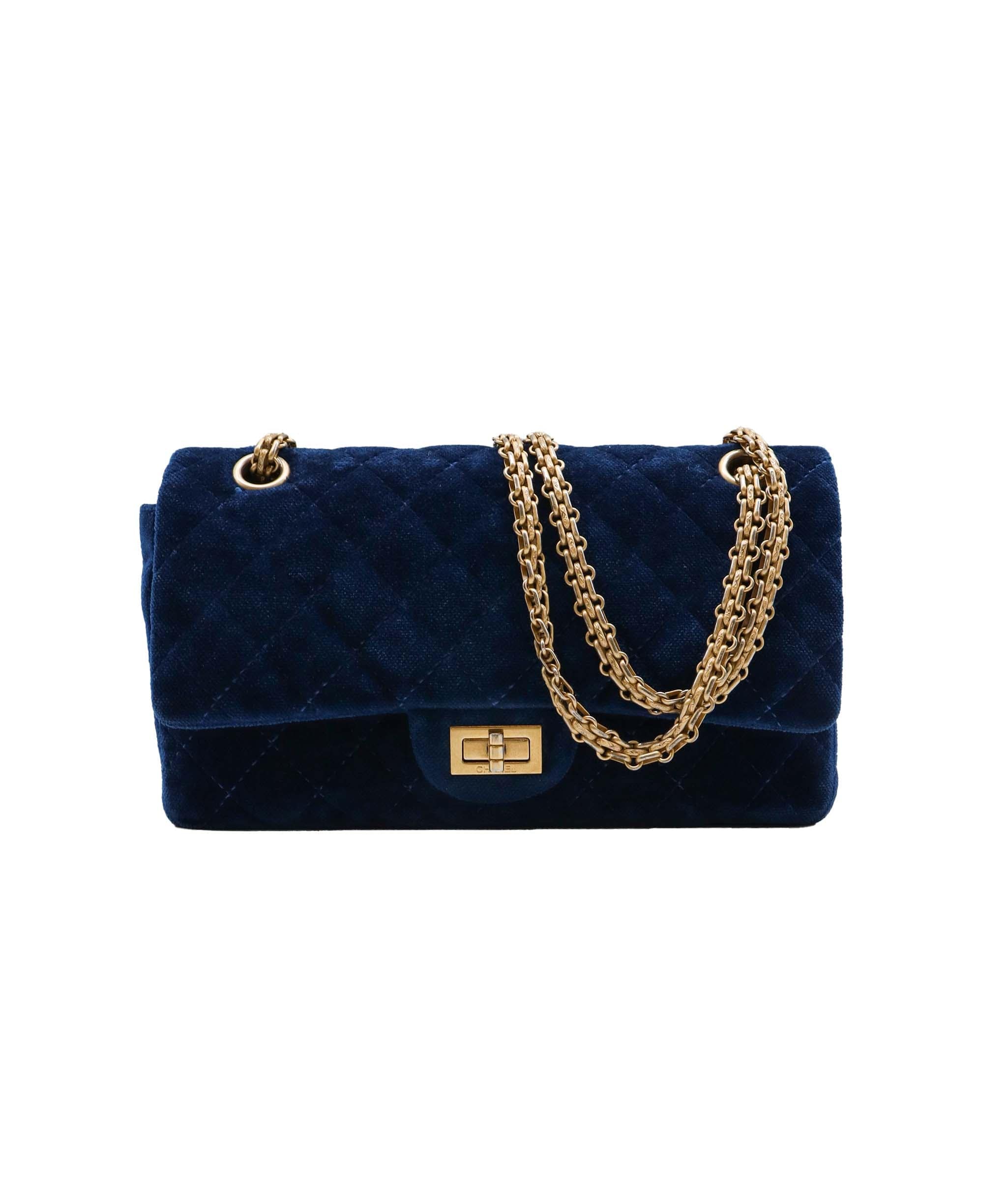 Chanel CHANEL 2.55 MATELASSE CHAIN SHOULDER BAG BLUE VELOR 90251966 DXBS1313