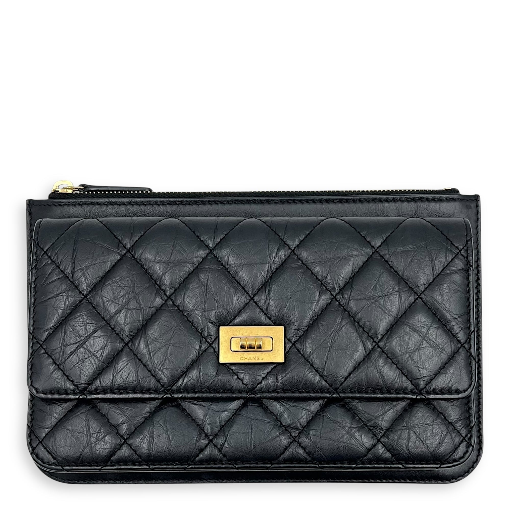 Chanel Chanel 2.55 Shoulder Bag Black in Calfskin, Gold hardware C2510-008154AN