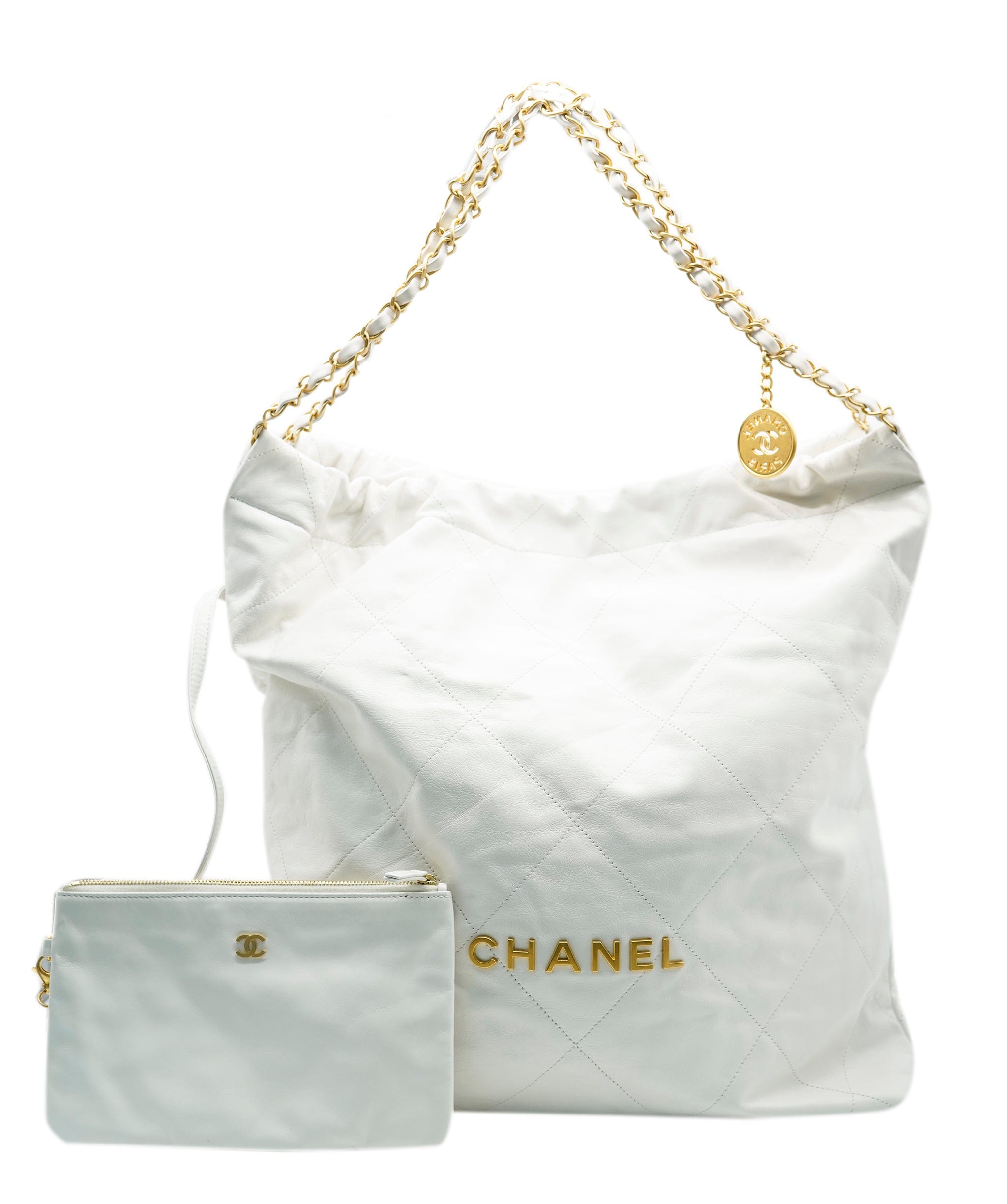 Chanel 22 leather handbag Chanel White in Leather - 34584302
