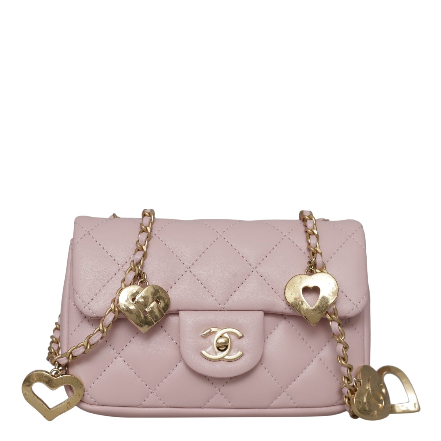 Pre-owned Chanel 1994-1996 Love Heart Cc Mini Crossbody Bag In Pink