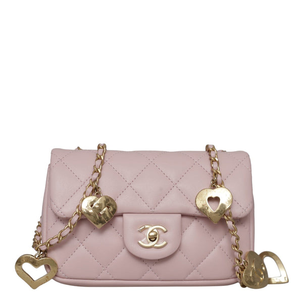 Chanel Chanel 22B Mini Flap Bag Heart Charms Pink Lambskin NEW