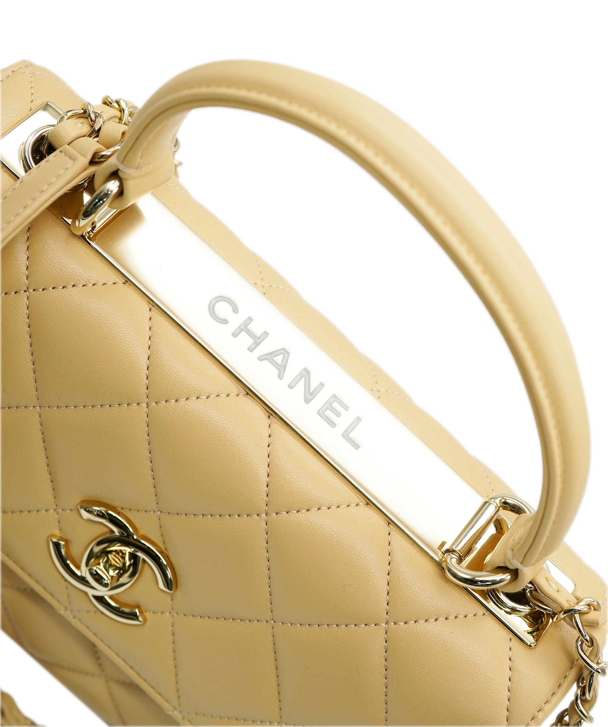 Chanel Chanel Beige Lambskin Chevron Trendy  ALC1766