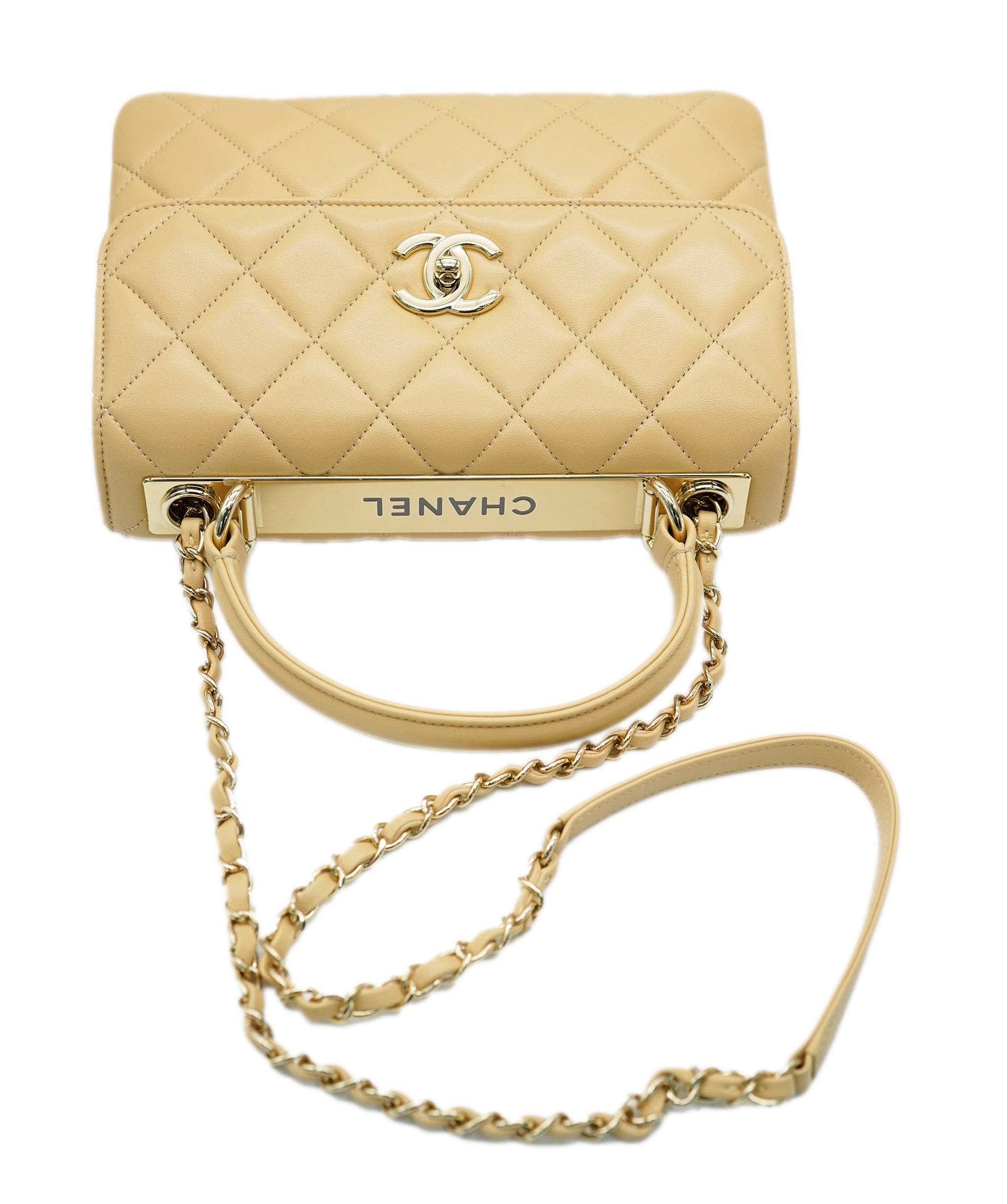 Chanel Chanel Beige Lambskin Chevron Trendy  ALC1766