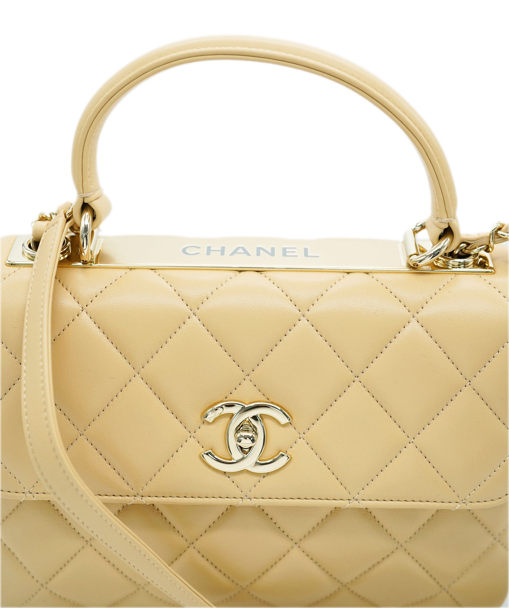 Chanel Chanel Beige Lambskin Chevron Trendy  ALC1766