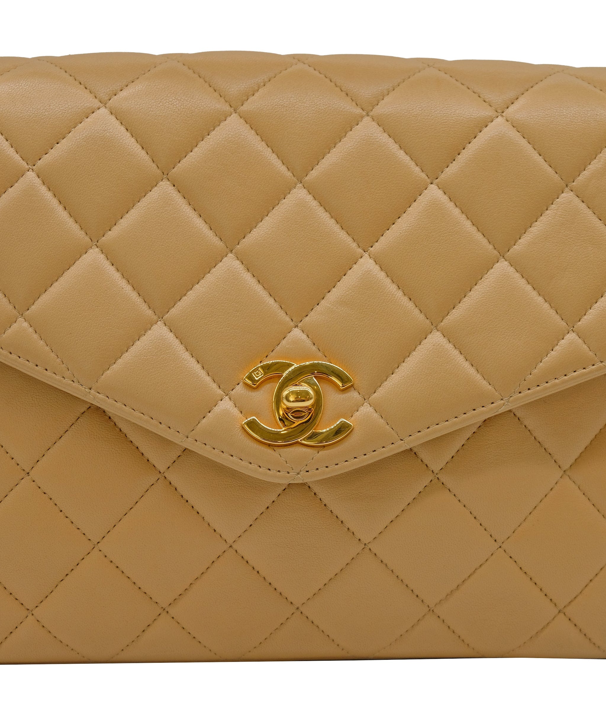 Chanel Chanel Beige Lambskin Medium Envelop Beige Lambskin ASC5266