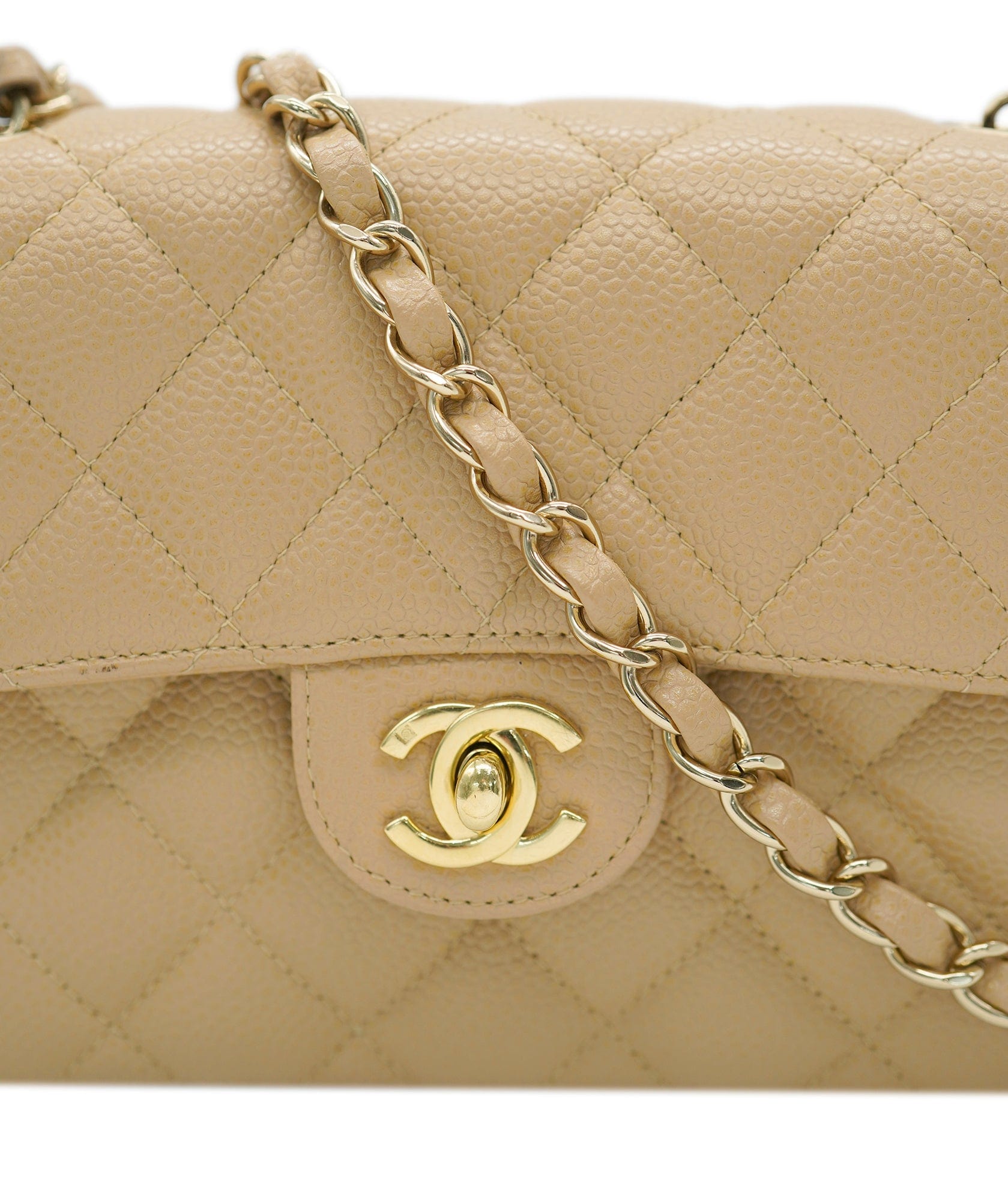 Chanel Chanel Beige Vintage Mini Caviar Square 90220677 DBXS0035