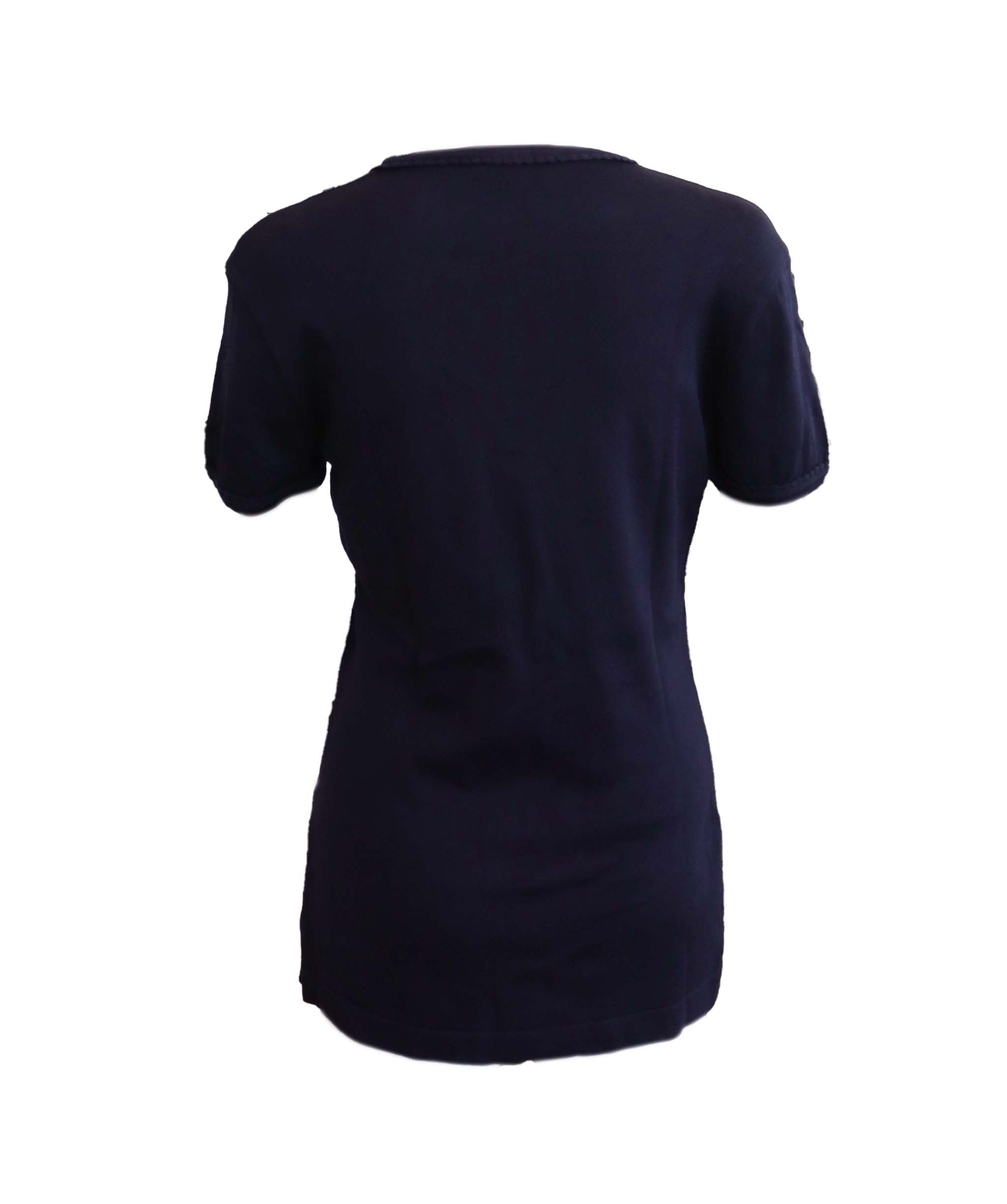 Chanel Chanel Big CC Stitch Knit Top Navy DXBS1276