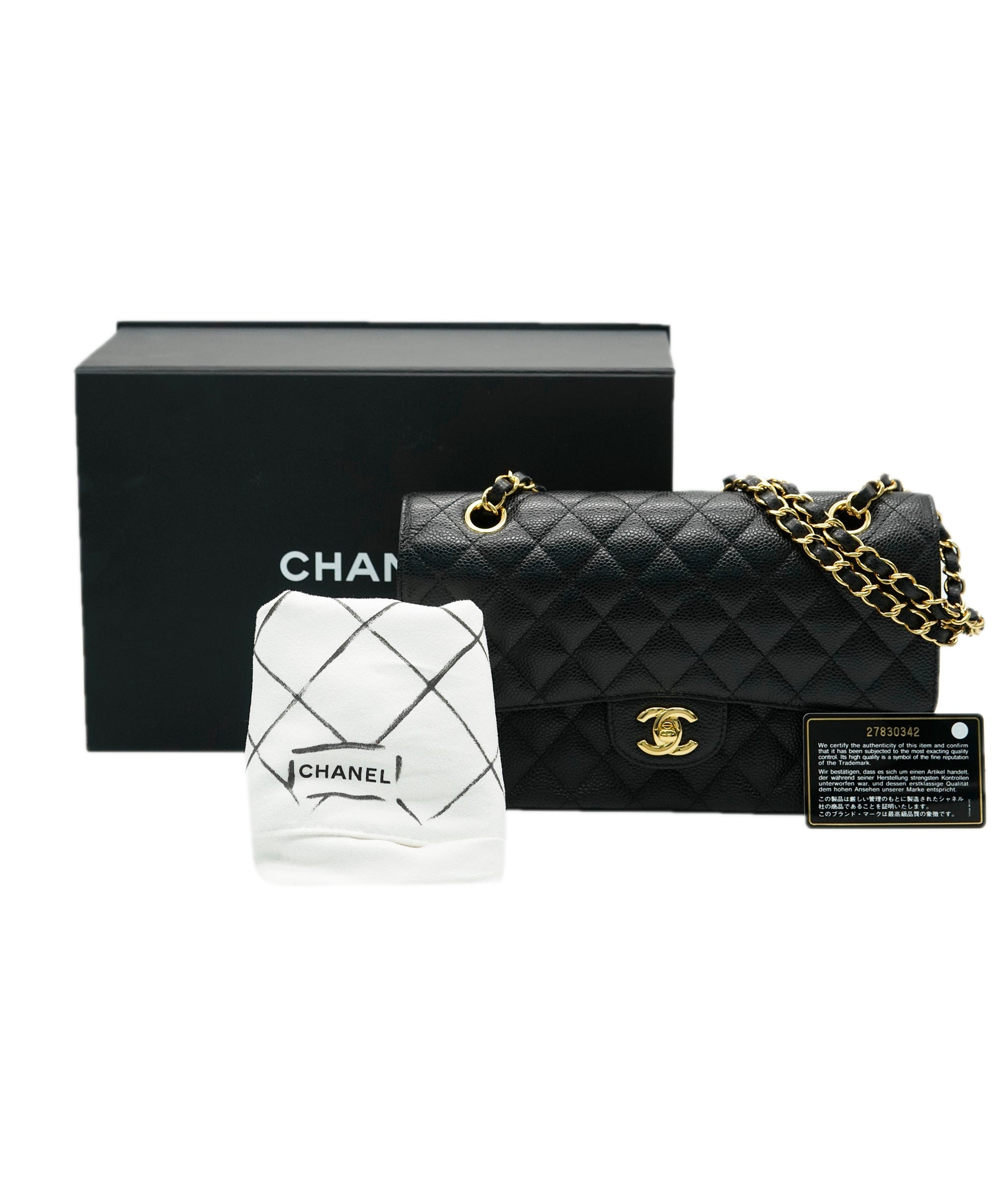 Chanel Chanel black caviar classic flap GHW 25cm  AVC1952