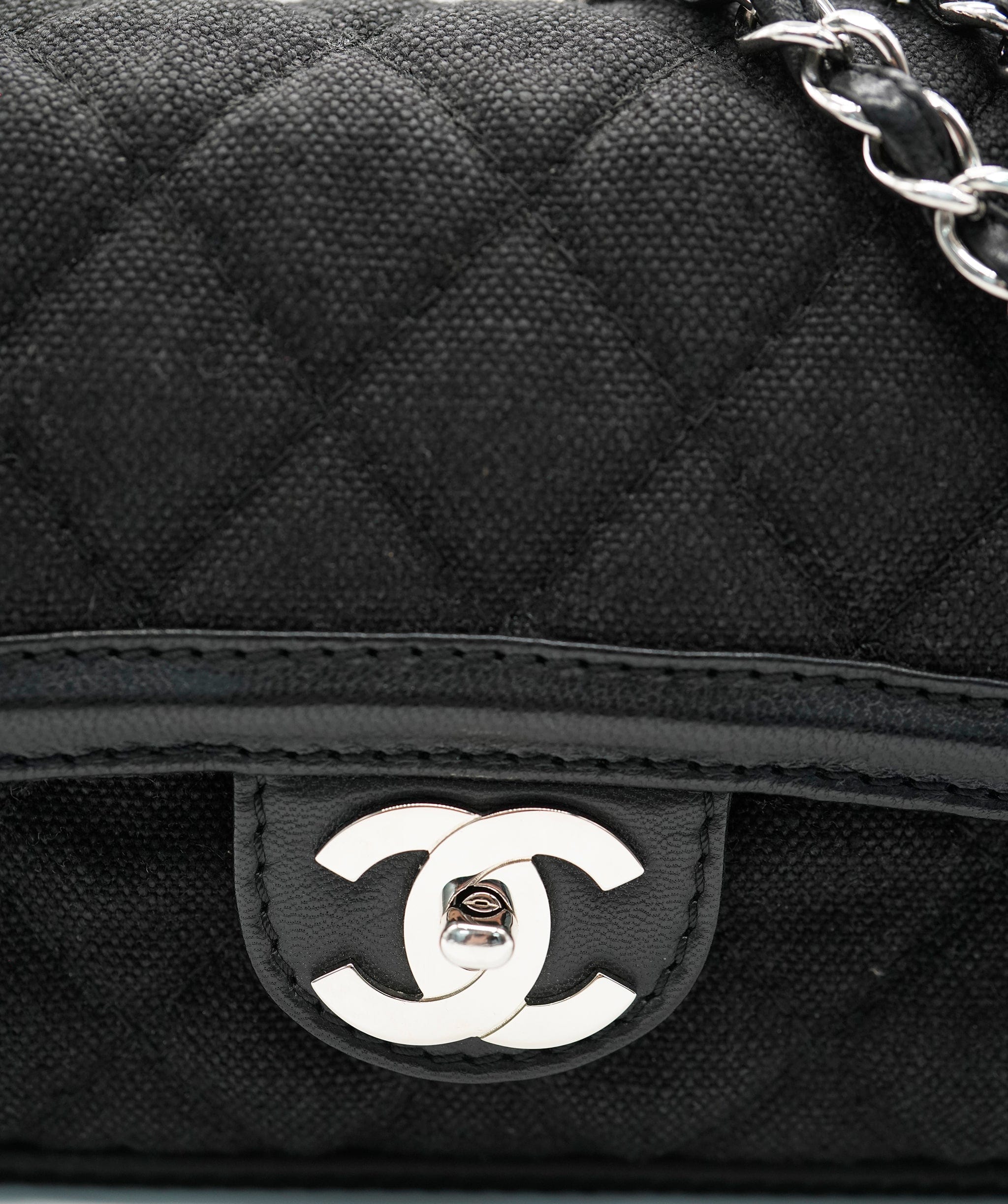 Chanel Chanel Black Double Flap Canvas with GHW Bag ALC2214