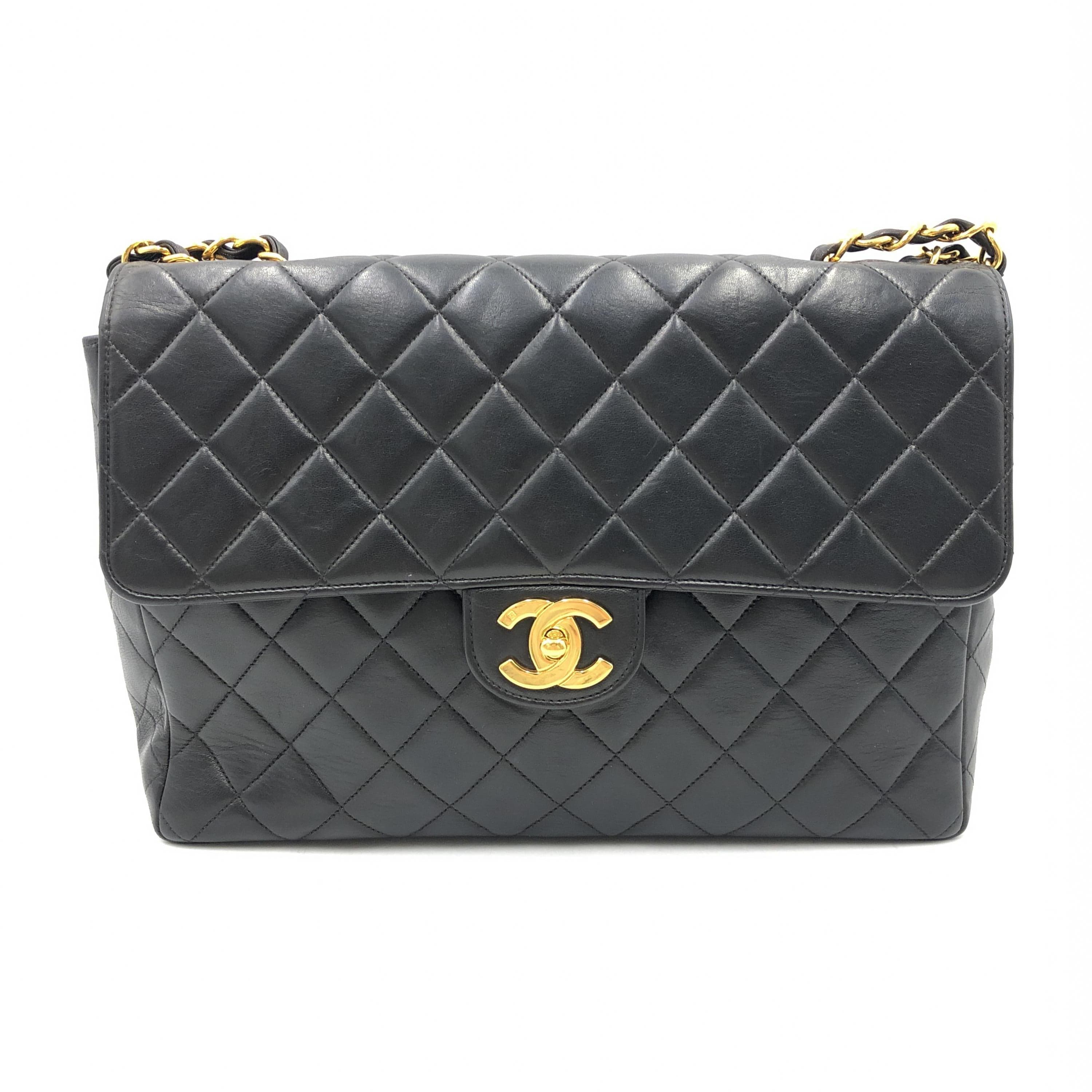 Chanel Chanel Black Lambskin Jumbo Classic Flap Bag ALC3203