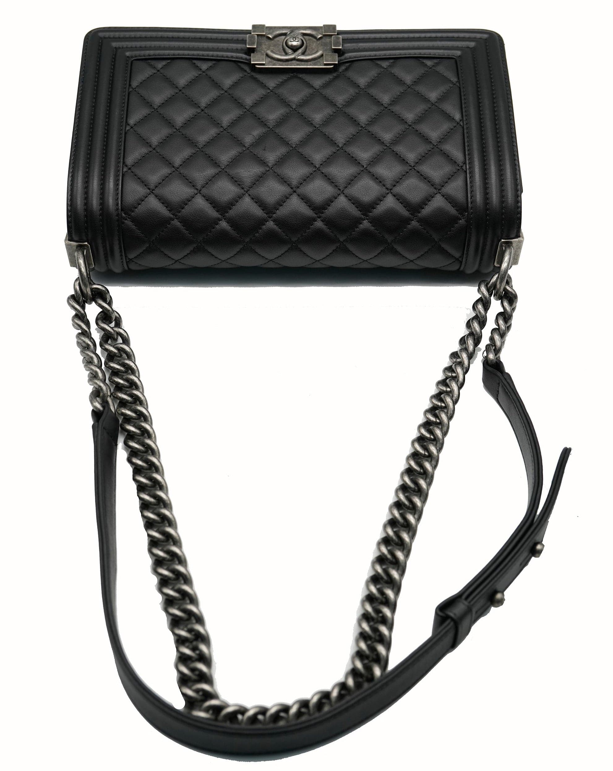 Chanel Chanel Black Medium Boy Bag Lambskin with RHW  ALC1474