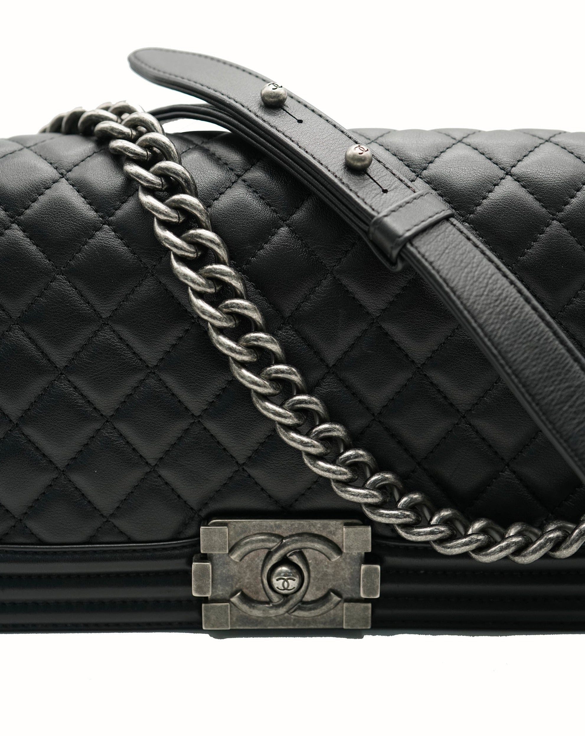 Chanel Chanel Black Medium Boy Bag Lambskin with RHW  ALC1474