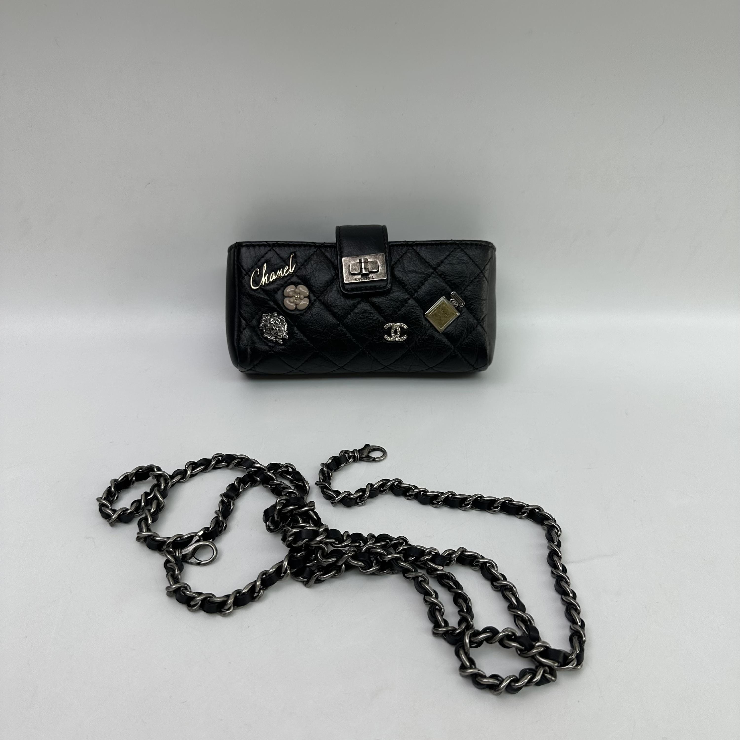 Chanel Chanel Black Quilted Lucky Charms Phone Holder C351255
