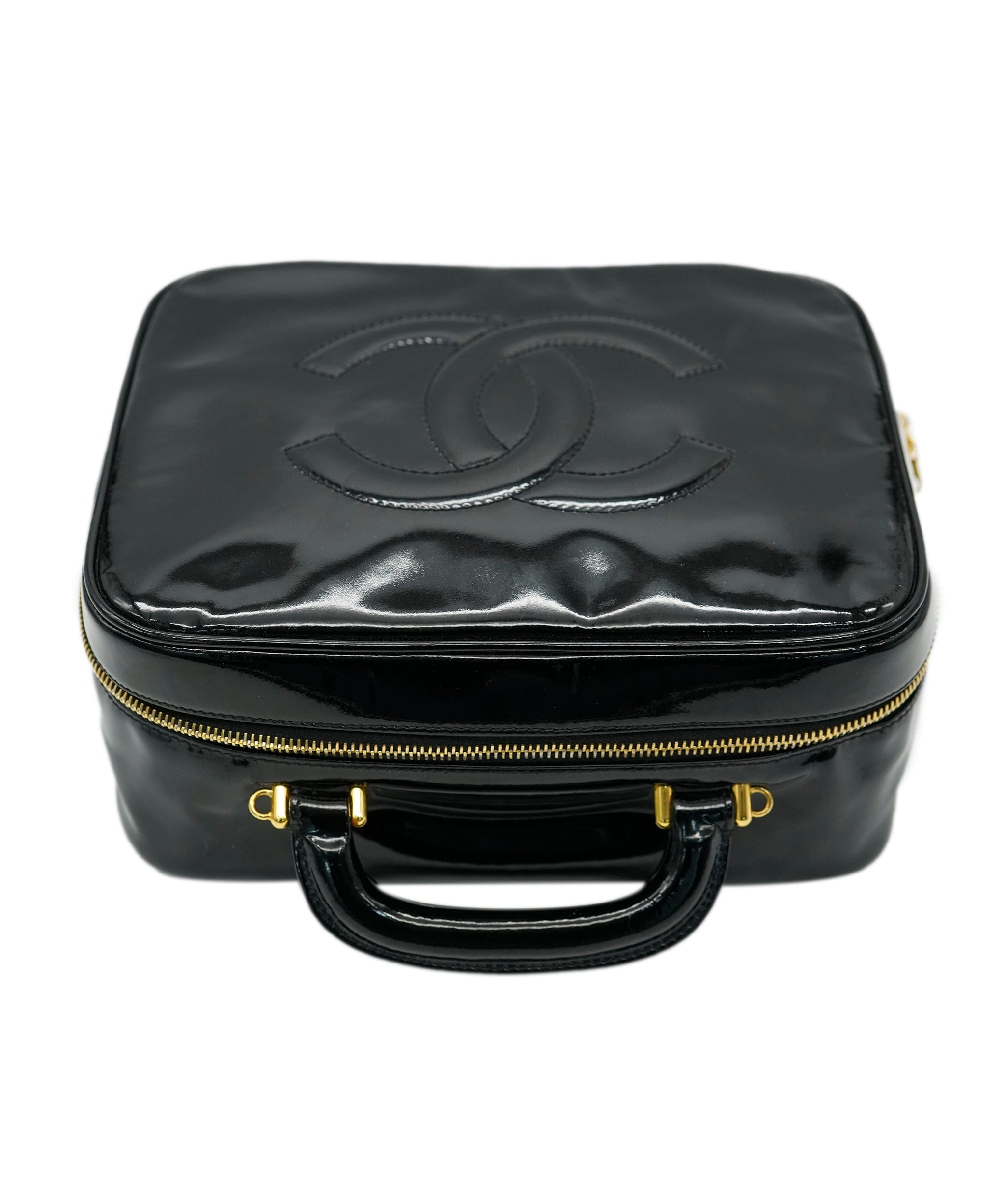 Chanel Chanel Black Vintage Patent Vanity with Strap ALL0842