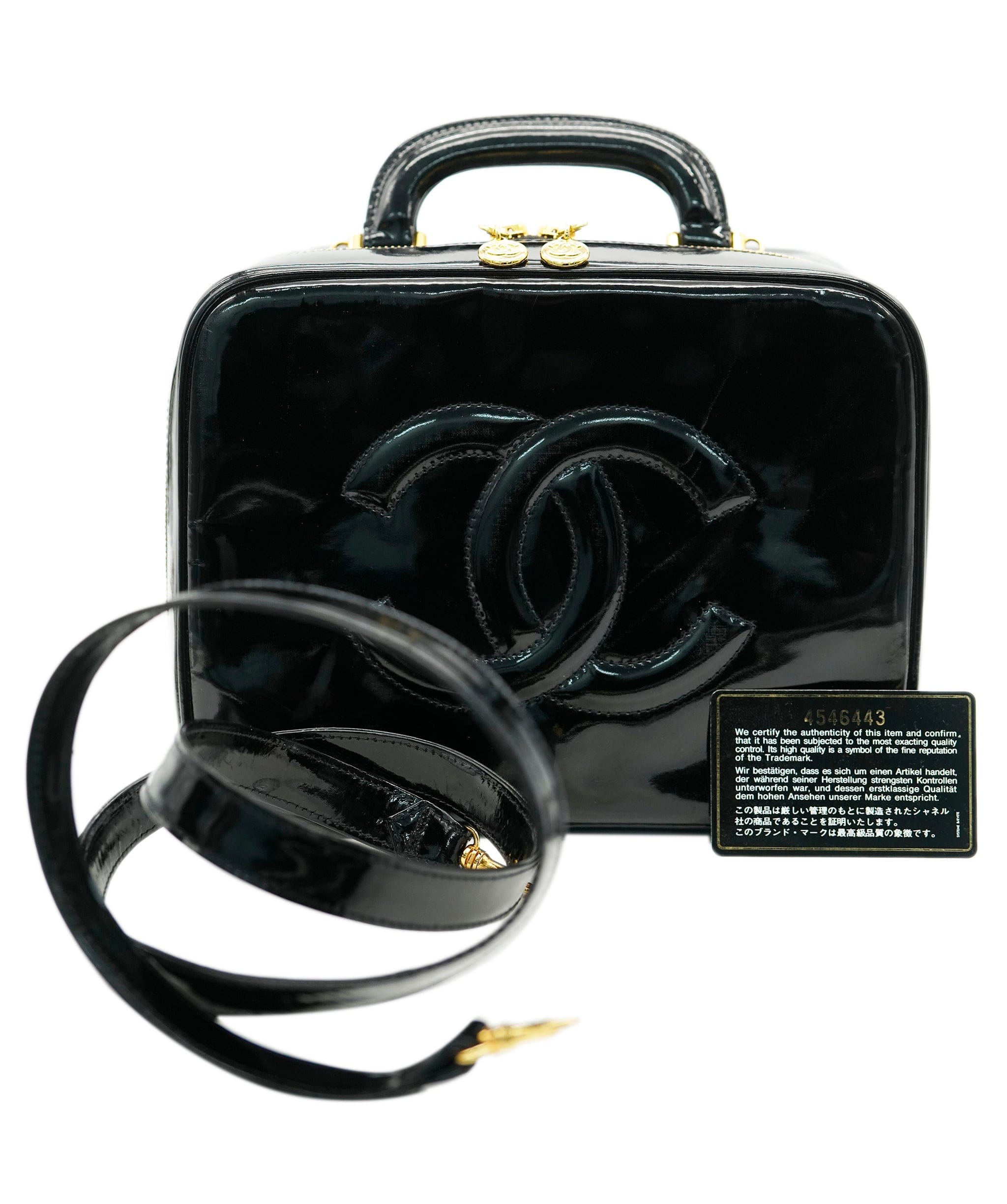 Chanel Chanel Black Vintage Patent Vanity with Strap ALL0842