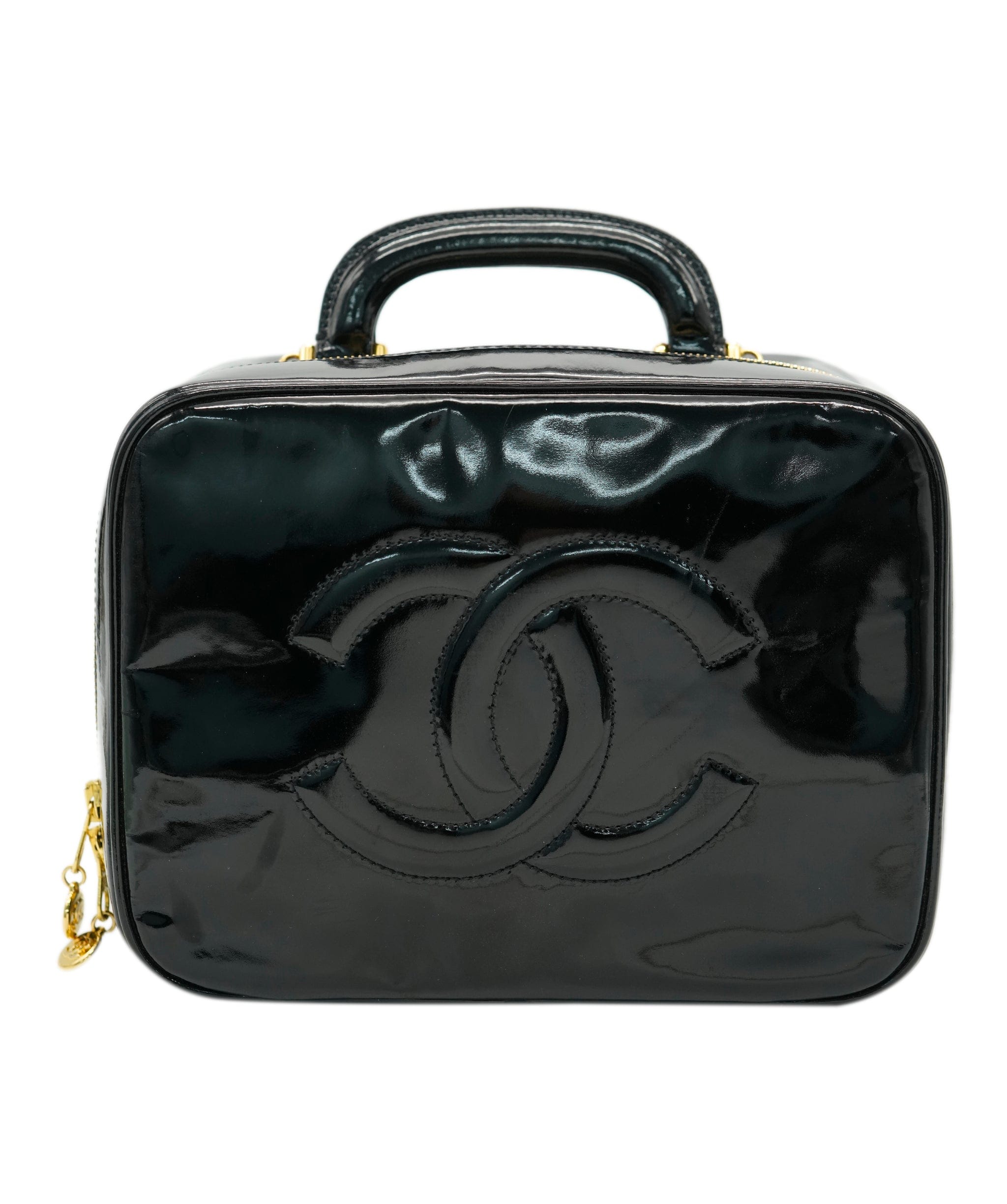 Chanel Chanel Black Vintage Patent Vanity with Strap ALL0842