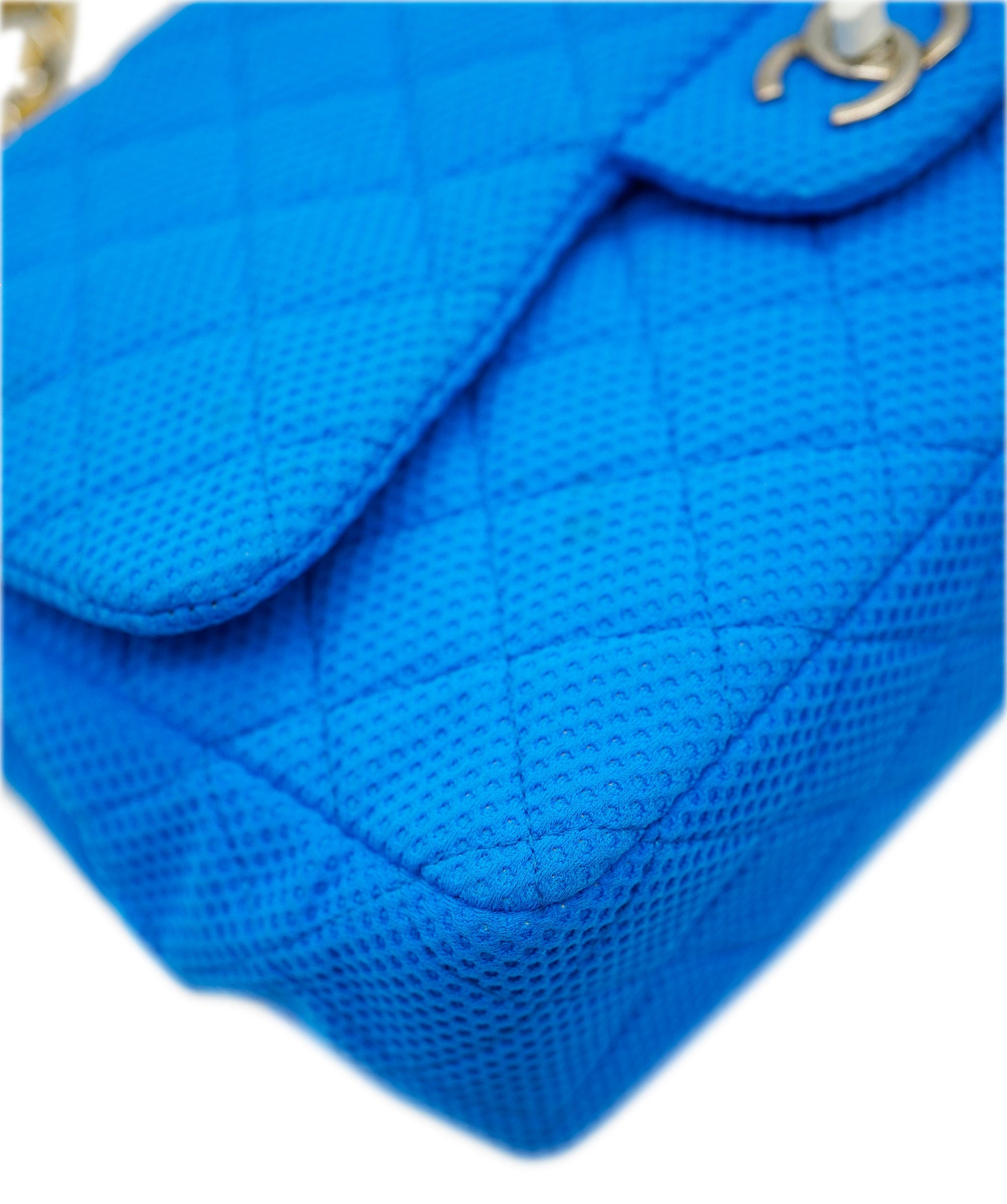 Chanel Chanel Blue Fabric Jumbo with Yellow Strap  ALC1598