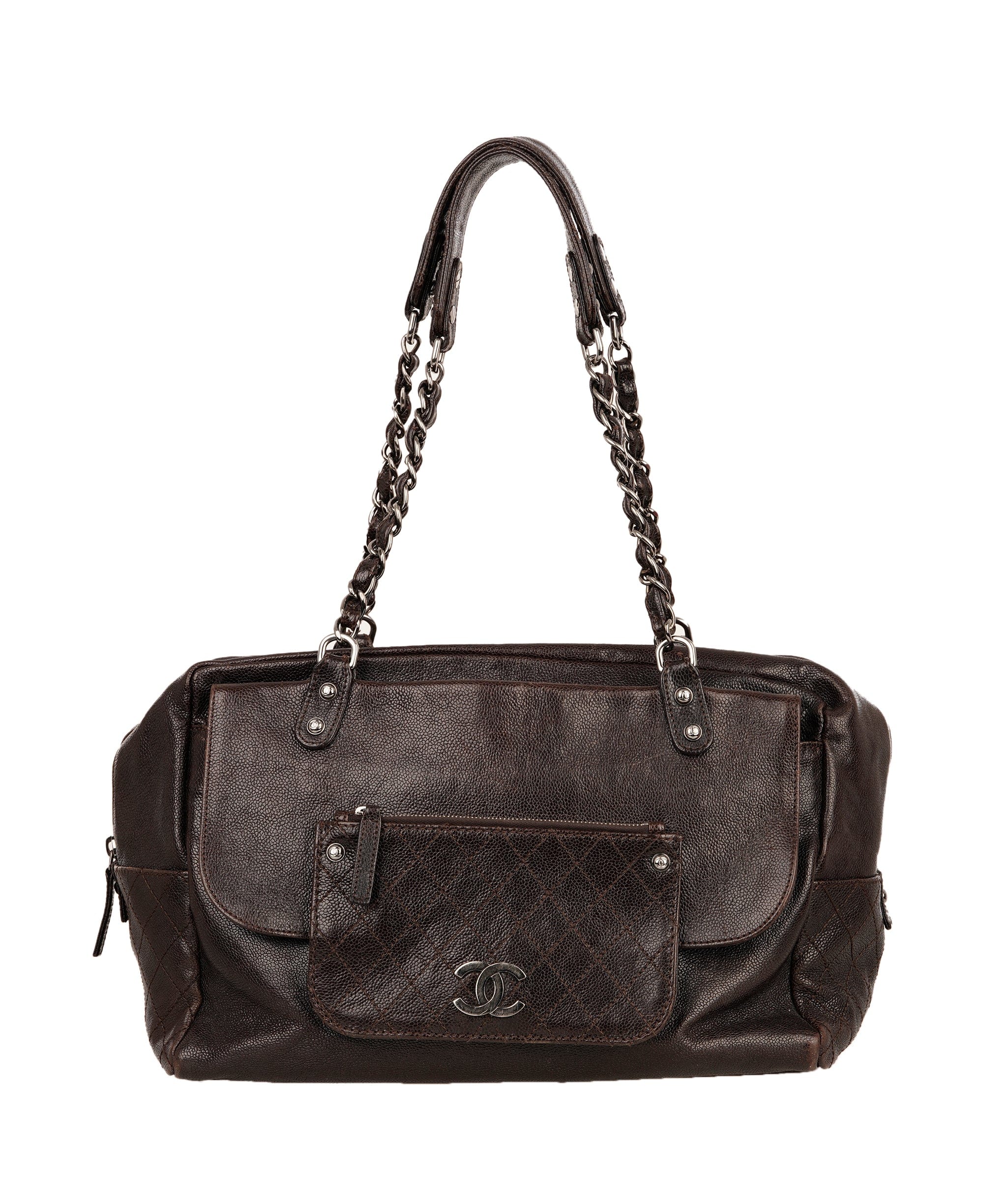 Chanel Chanel Bowling caviar brown shw bag - APC0025