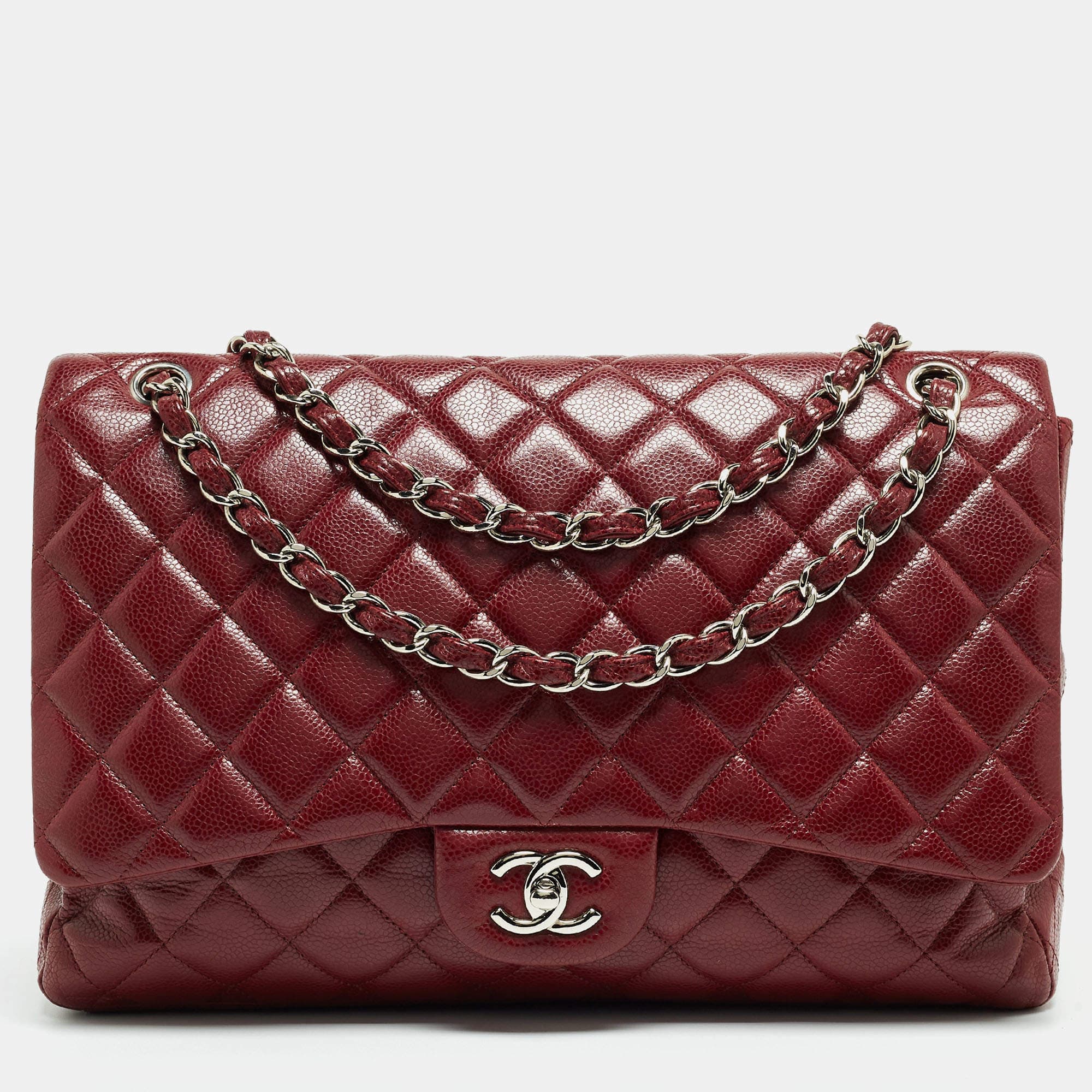 Chanel Chanel burgundy caviar flap maxi ASCLC2542