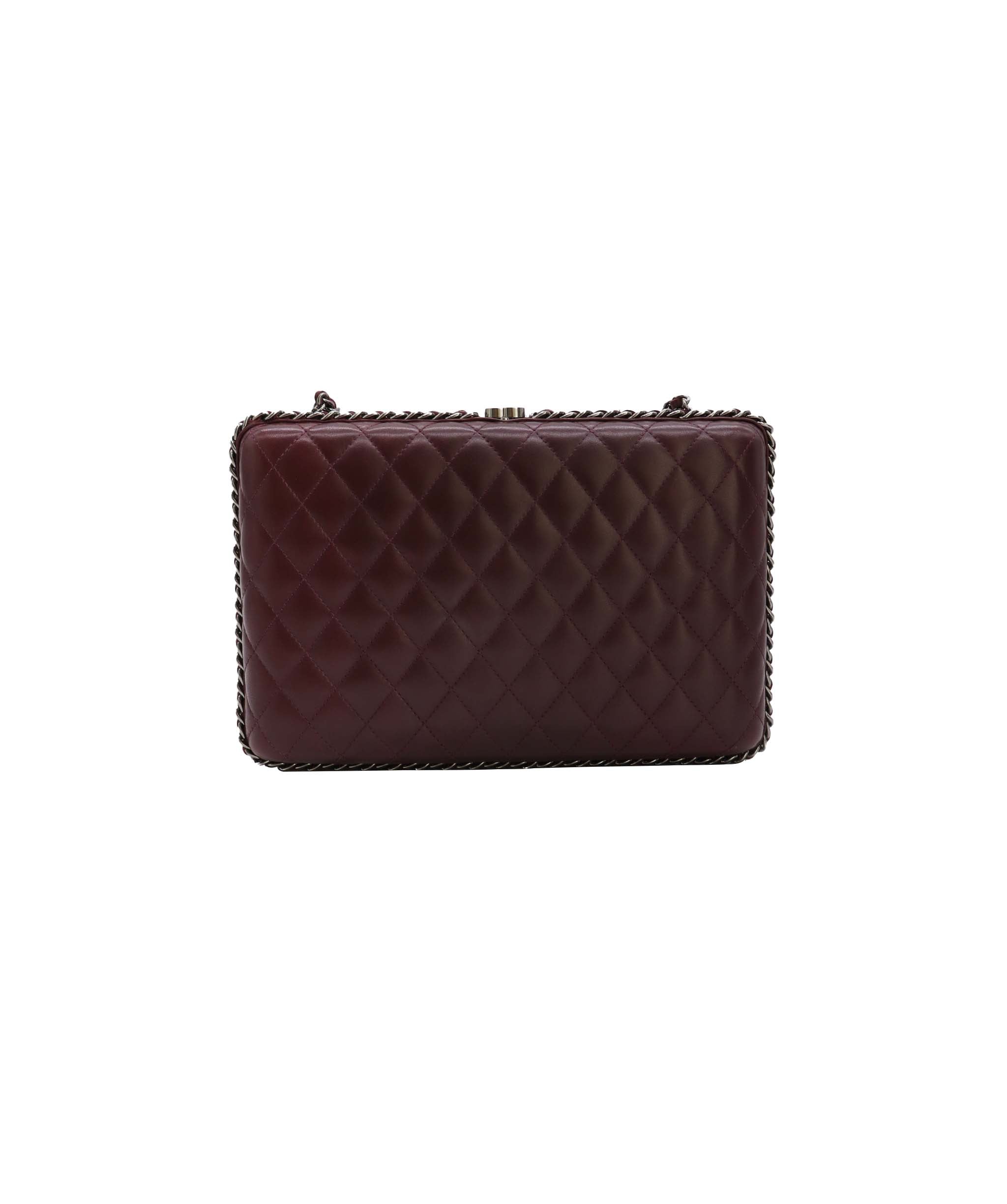 Chanel Chanel burgundy quilted clutch with crossbody strap