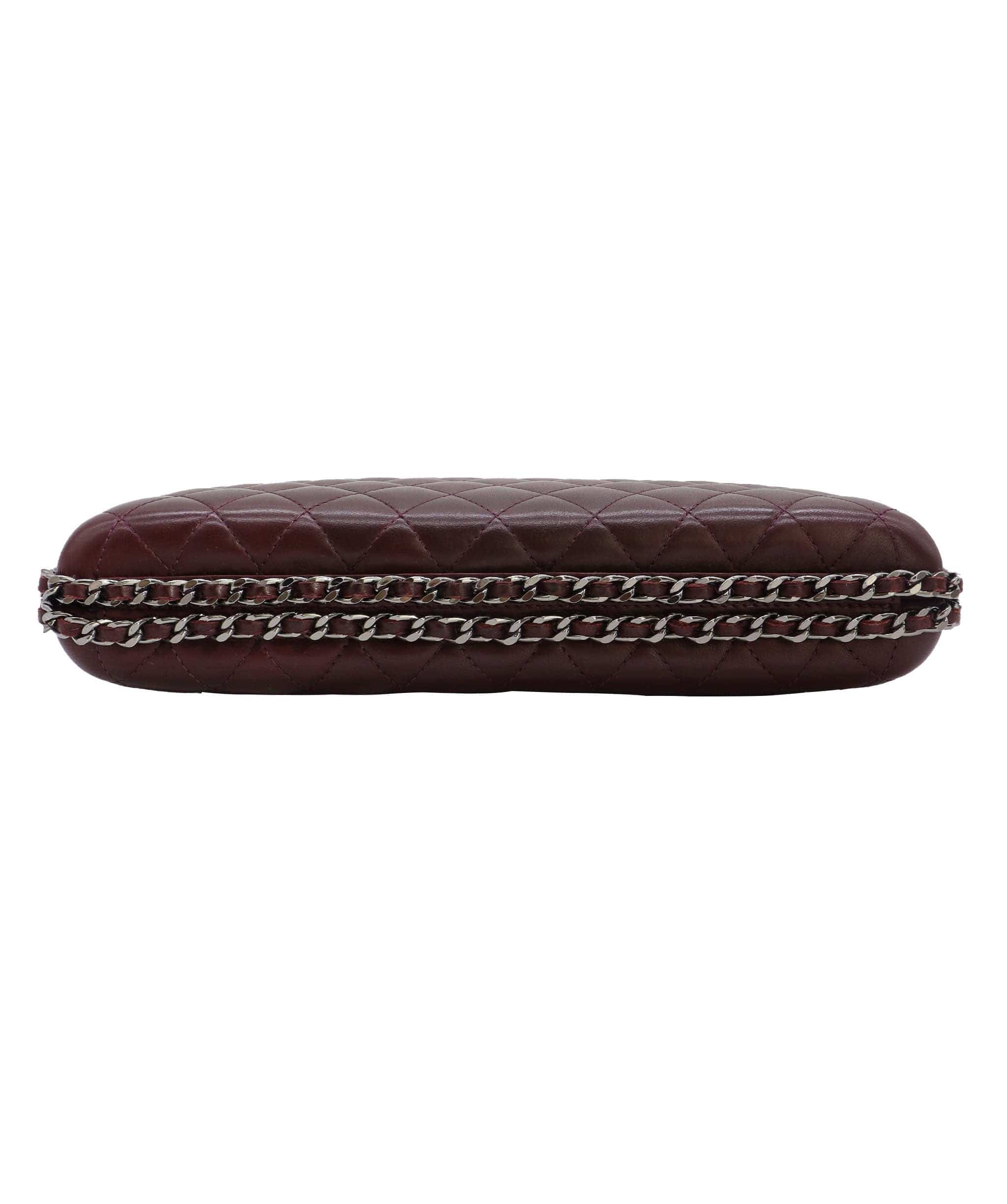 Chanel Chanel burgundy quilted clutch with crossbody strap