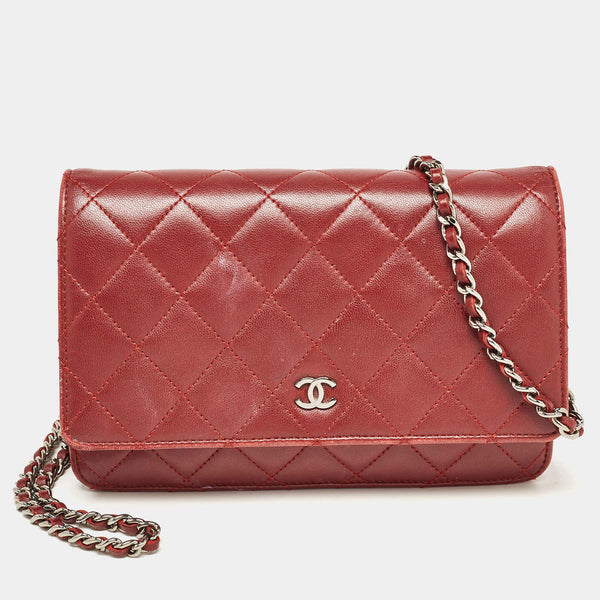 Chanel Chanel Burgundy Quilted Leather Classic Wallet on Chain ASCLC2186
