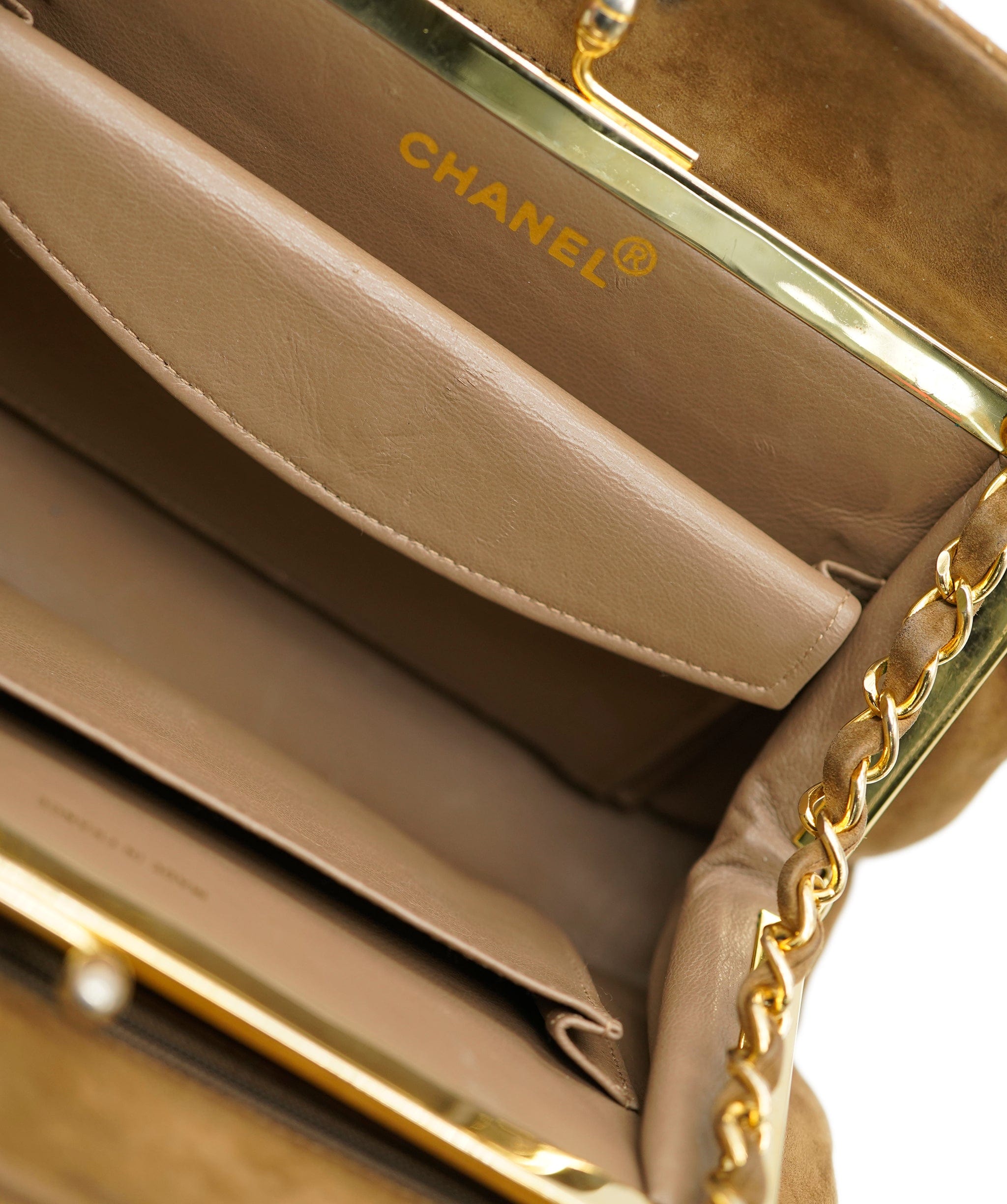 Chanel Chanel camel chevron suede shoulder bag with GHW AJL0176